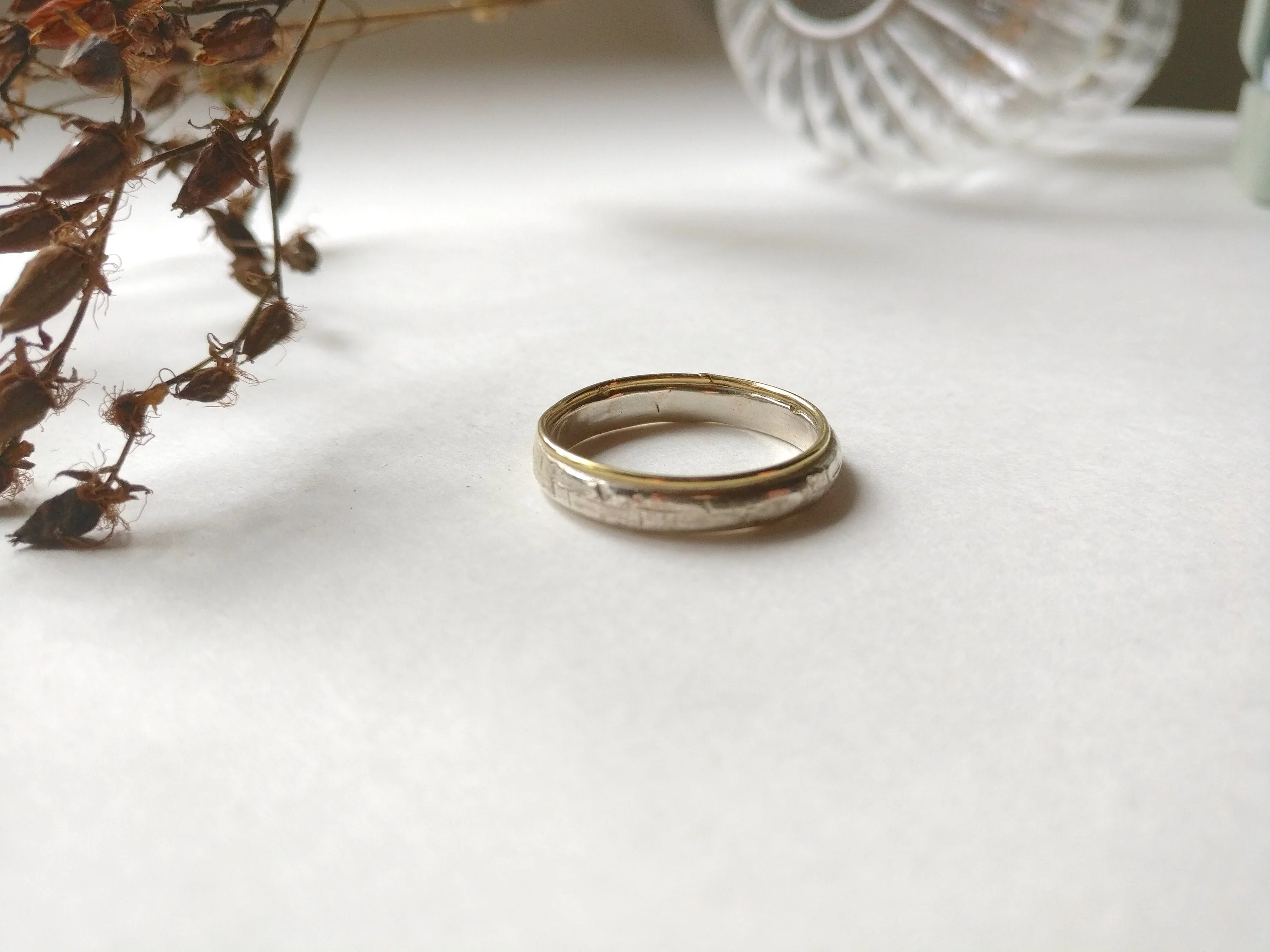 Ring in zilver en 18K geel gouden band: Kahn