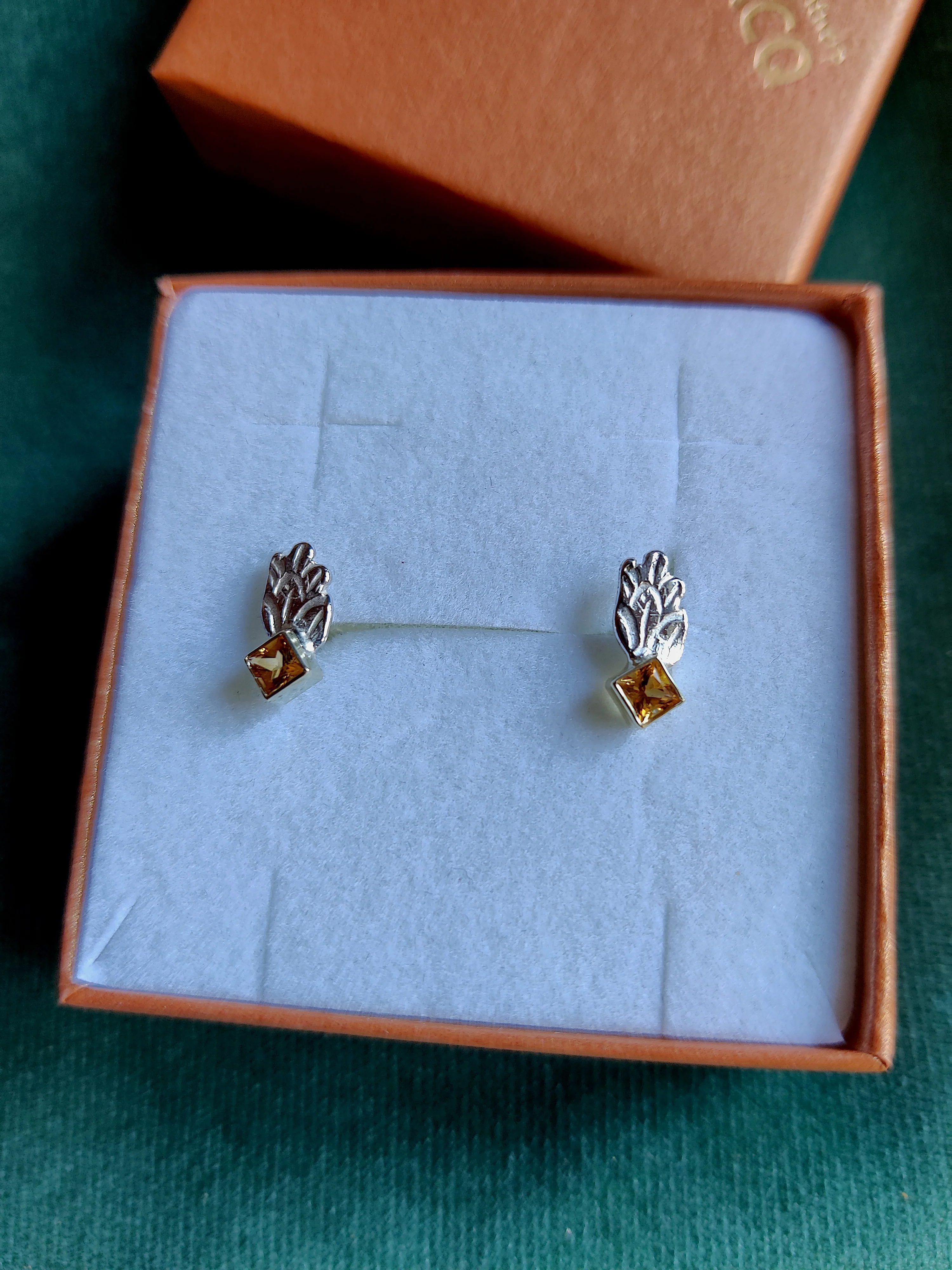 Oorbel in zilver en 14k geel goud met citrine : Nova