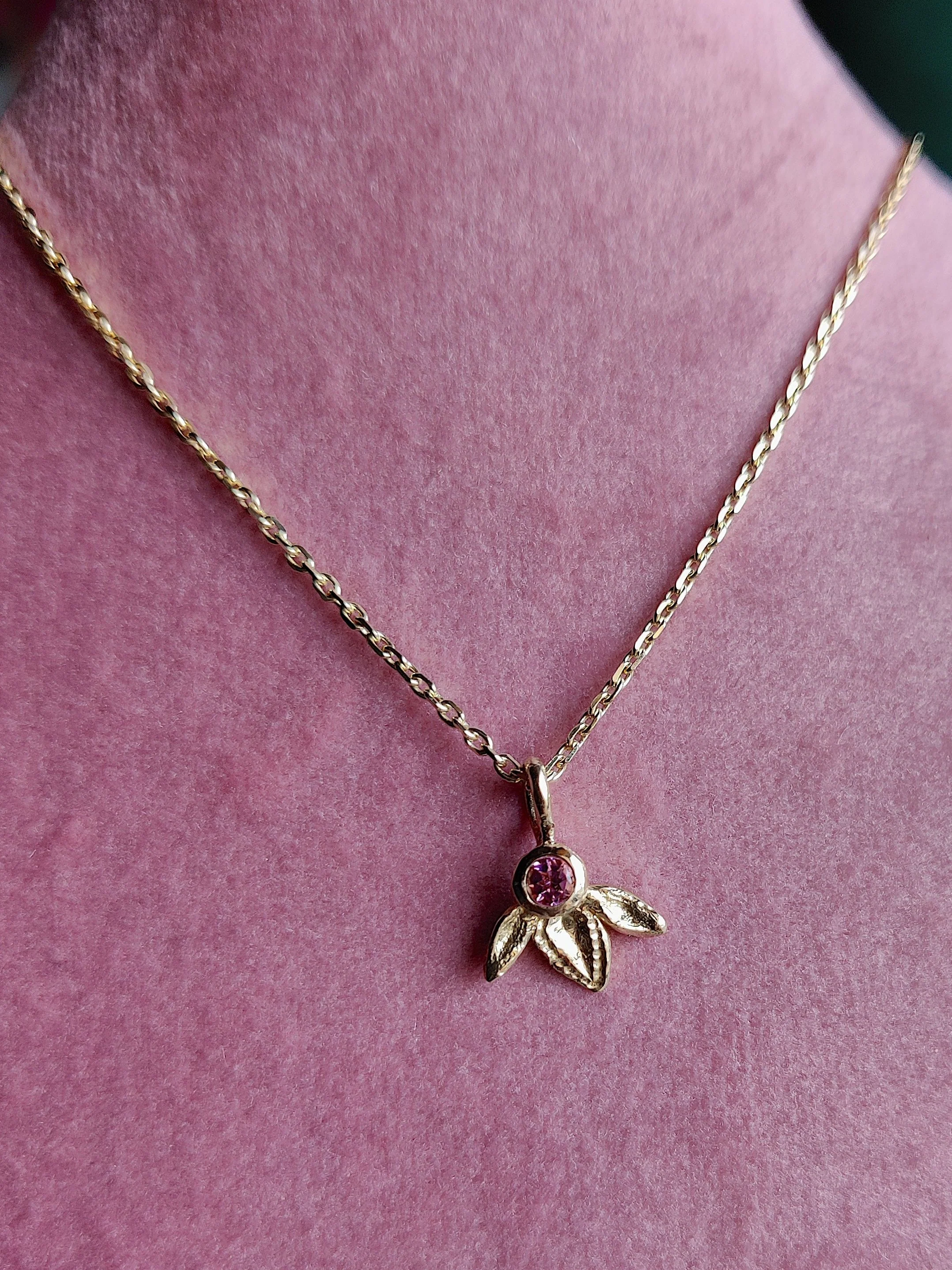 Hanger in 18k geel goud met roze toermalijn - Ivy