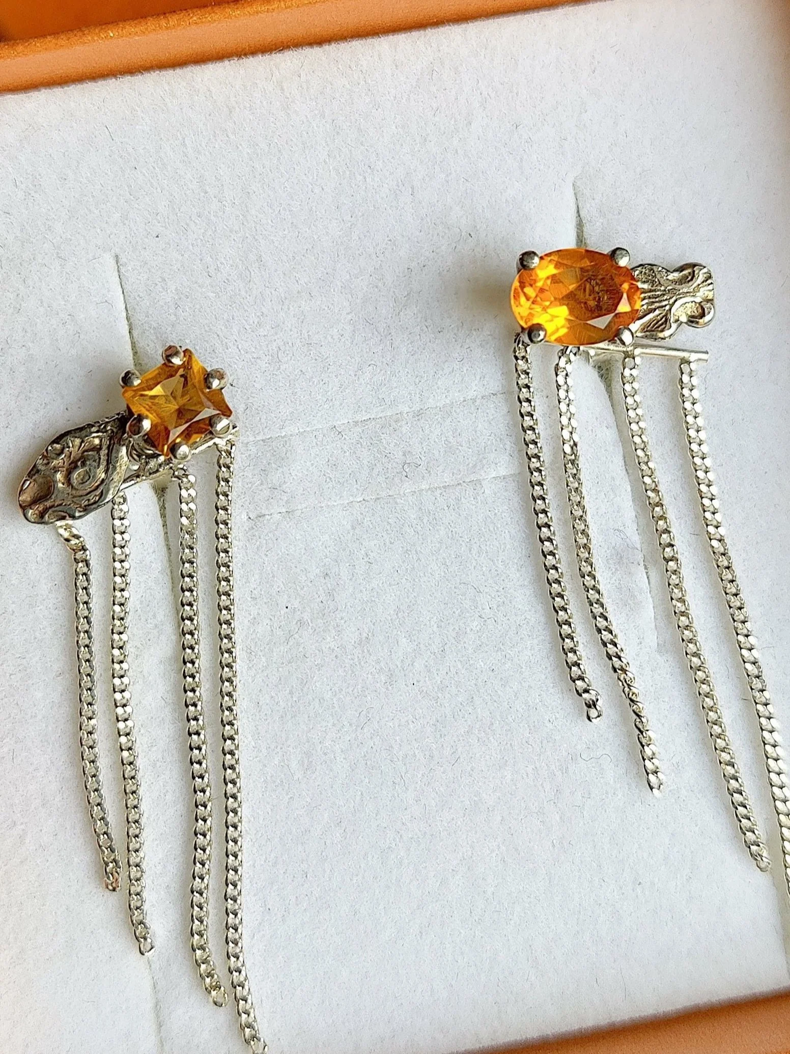 Oorbellen zilver met citrine: Cindy