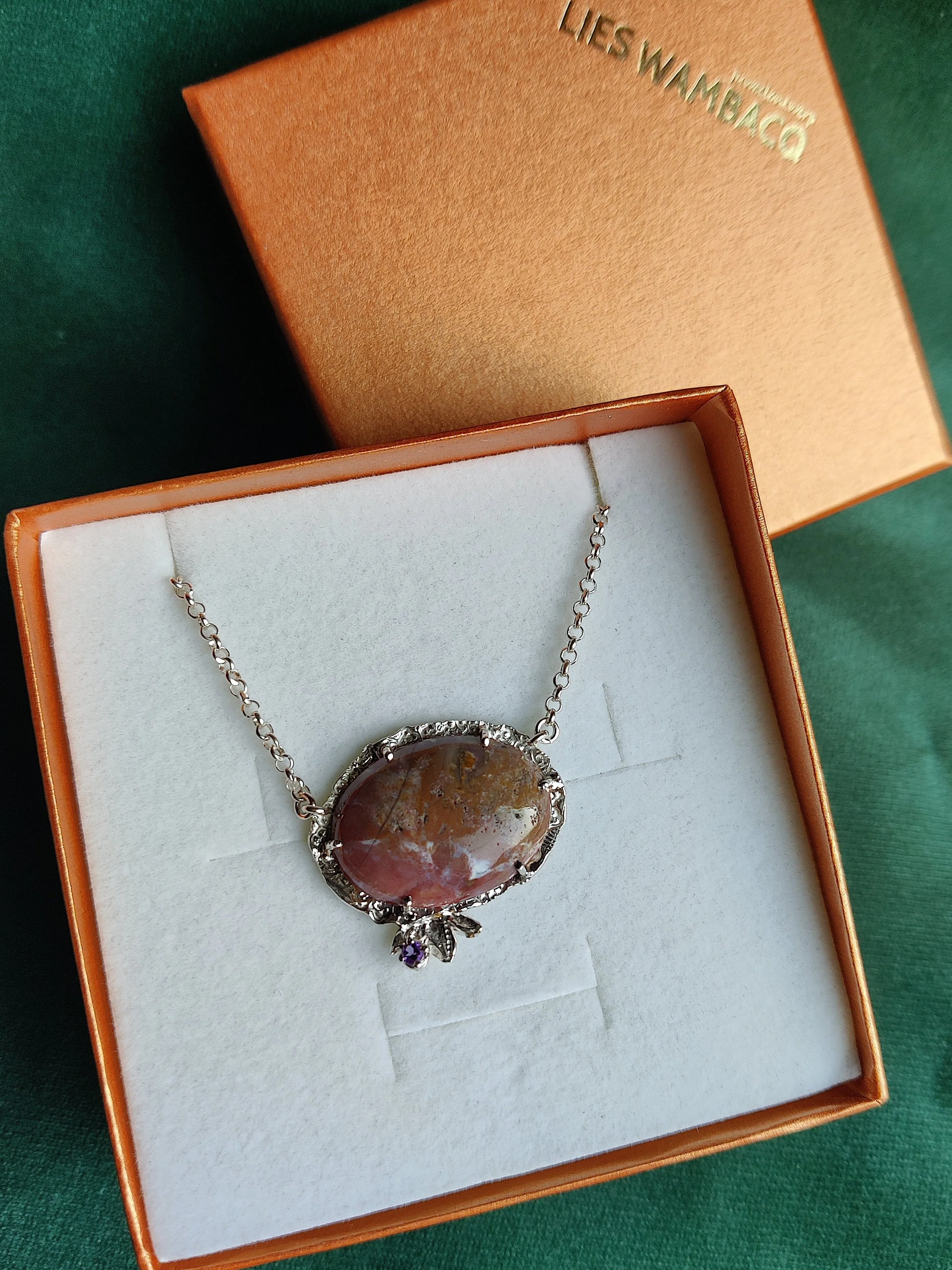 Zilveren halsketting met jaspis en amethist: Dagmar