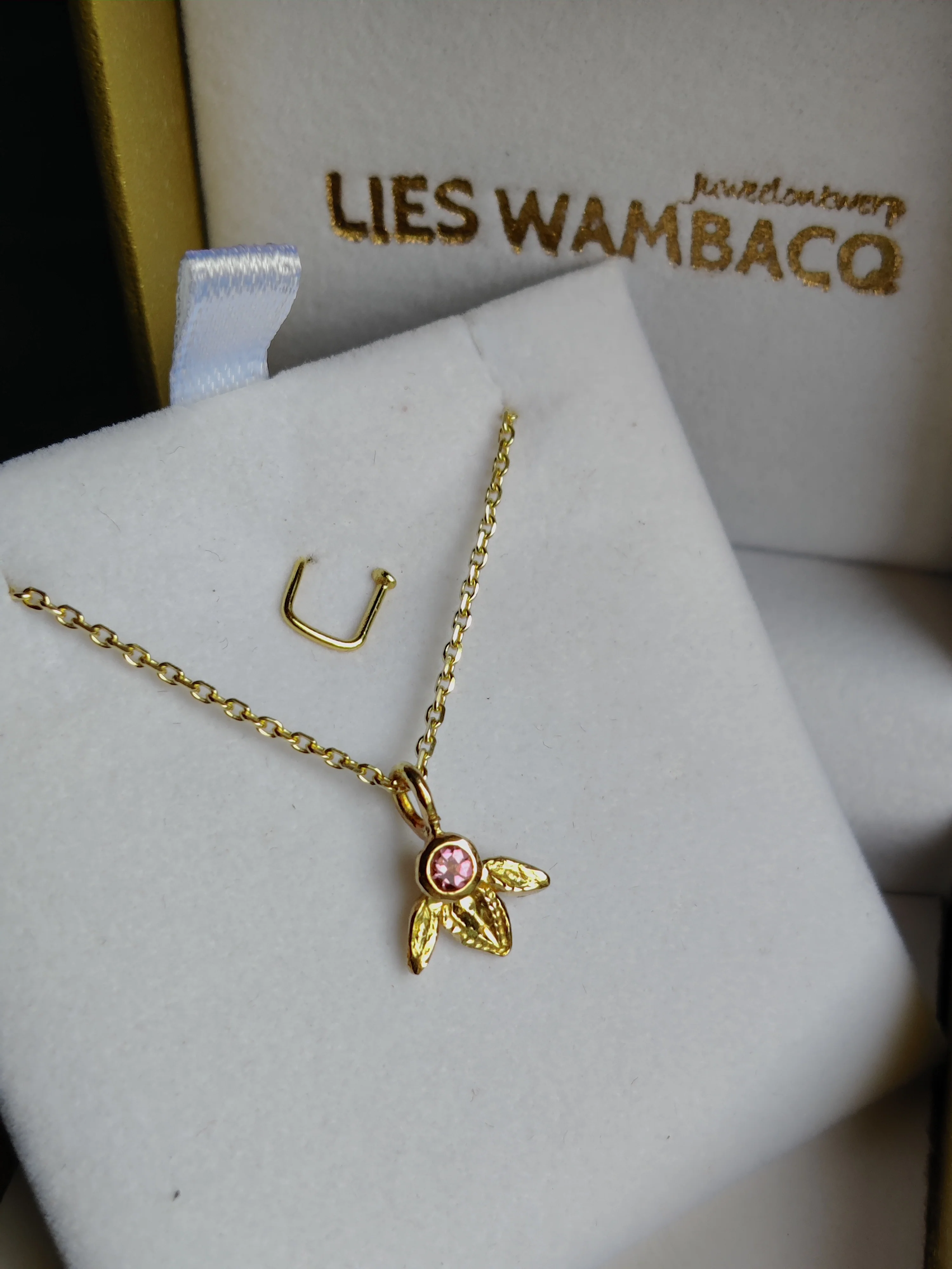 Hanger in 18k geel goud met roze toermalijn - Ivy