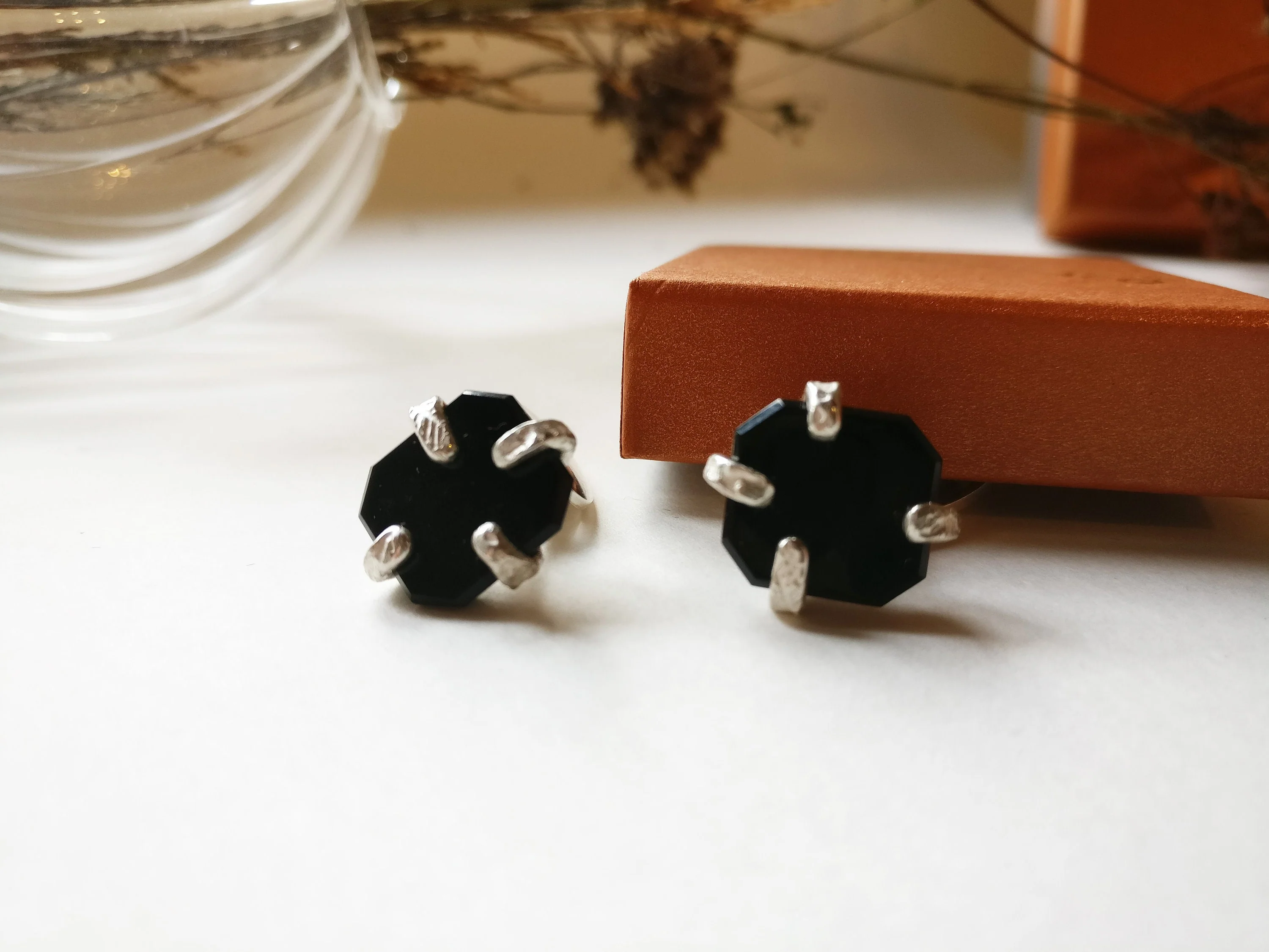 Manchetknop in zilver met zwarte onyx