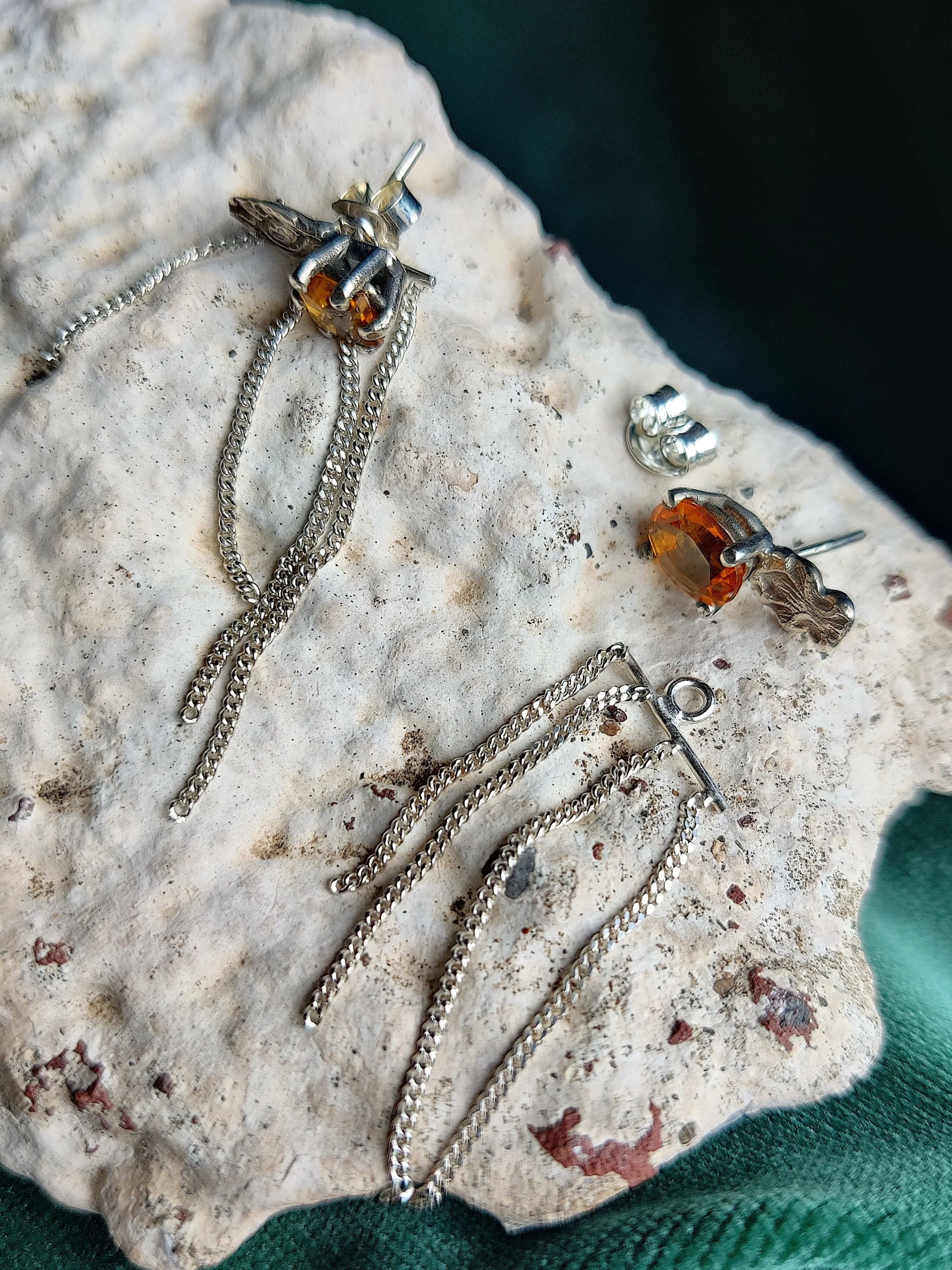 Oorbellen zilver met citrine: Cindy