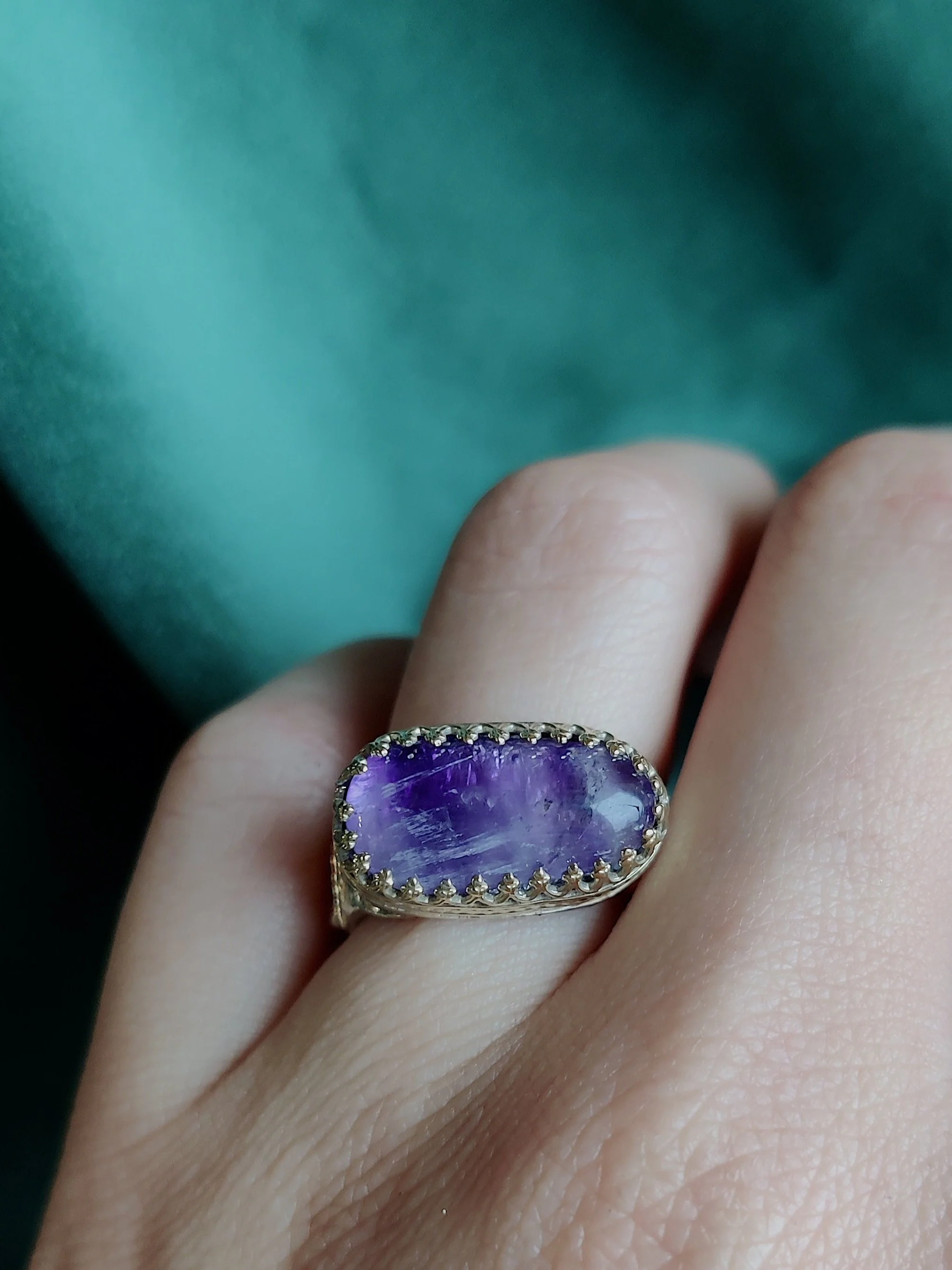 Ring in zilver en 14k geel goud met amethist: Fiona