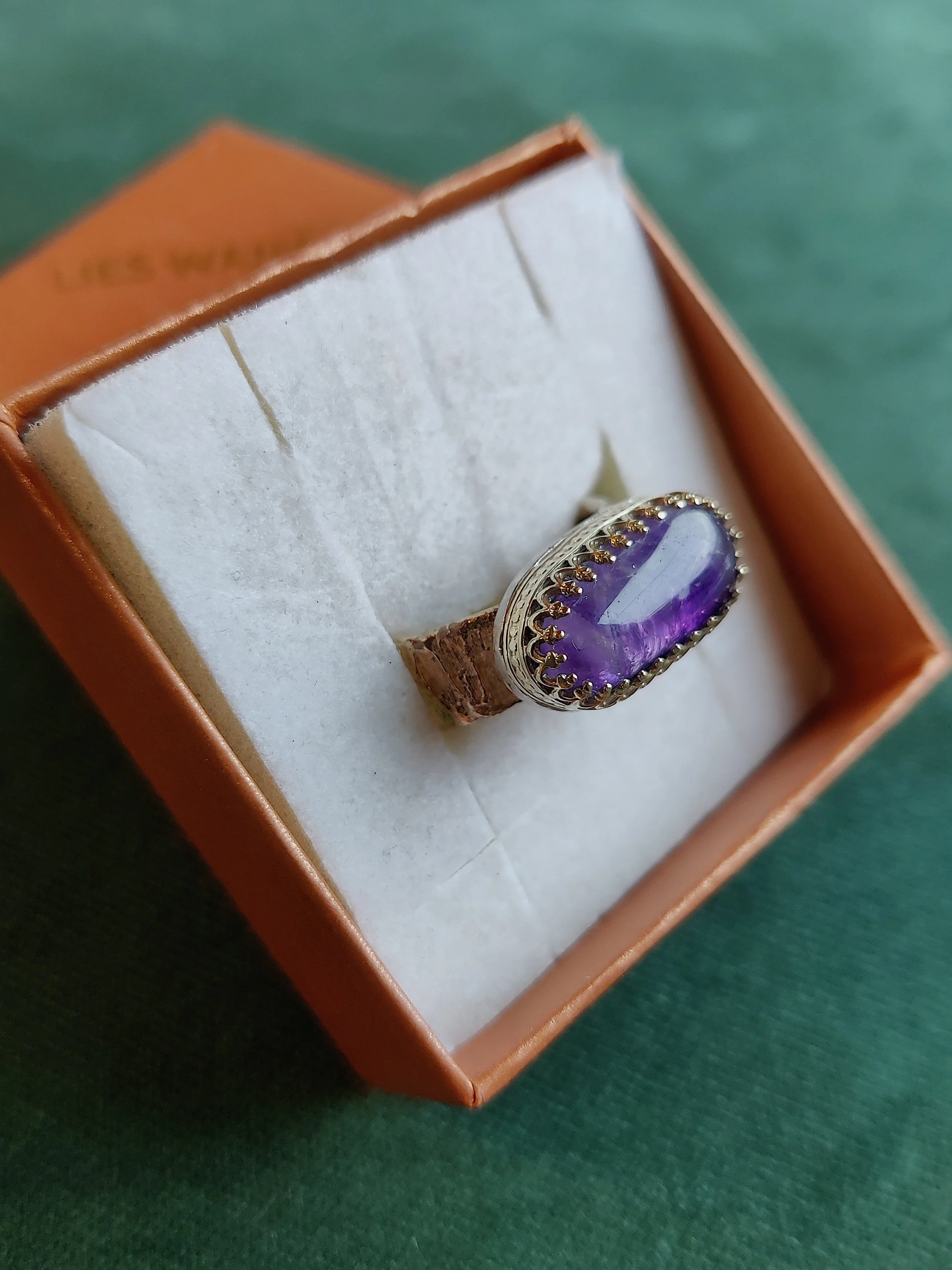 Ring in zilver en 14k geel goud met amethist: Fiona