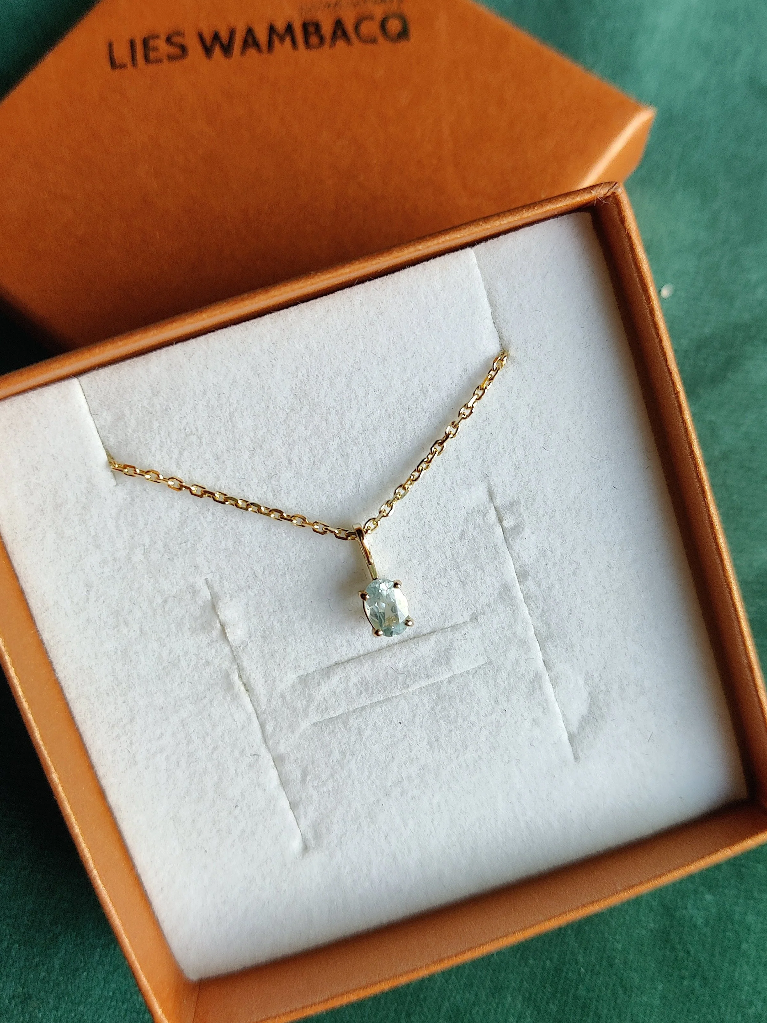 14k gouden hanger met een Aquamarijn: Lena