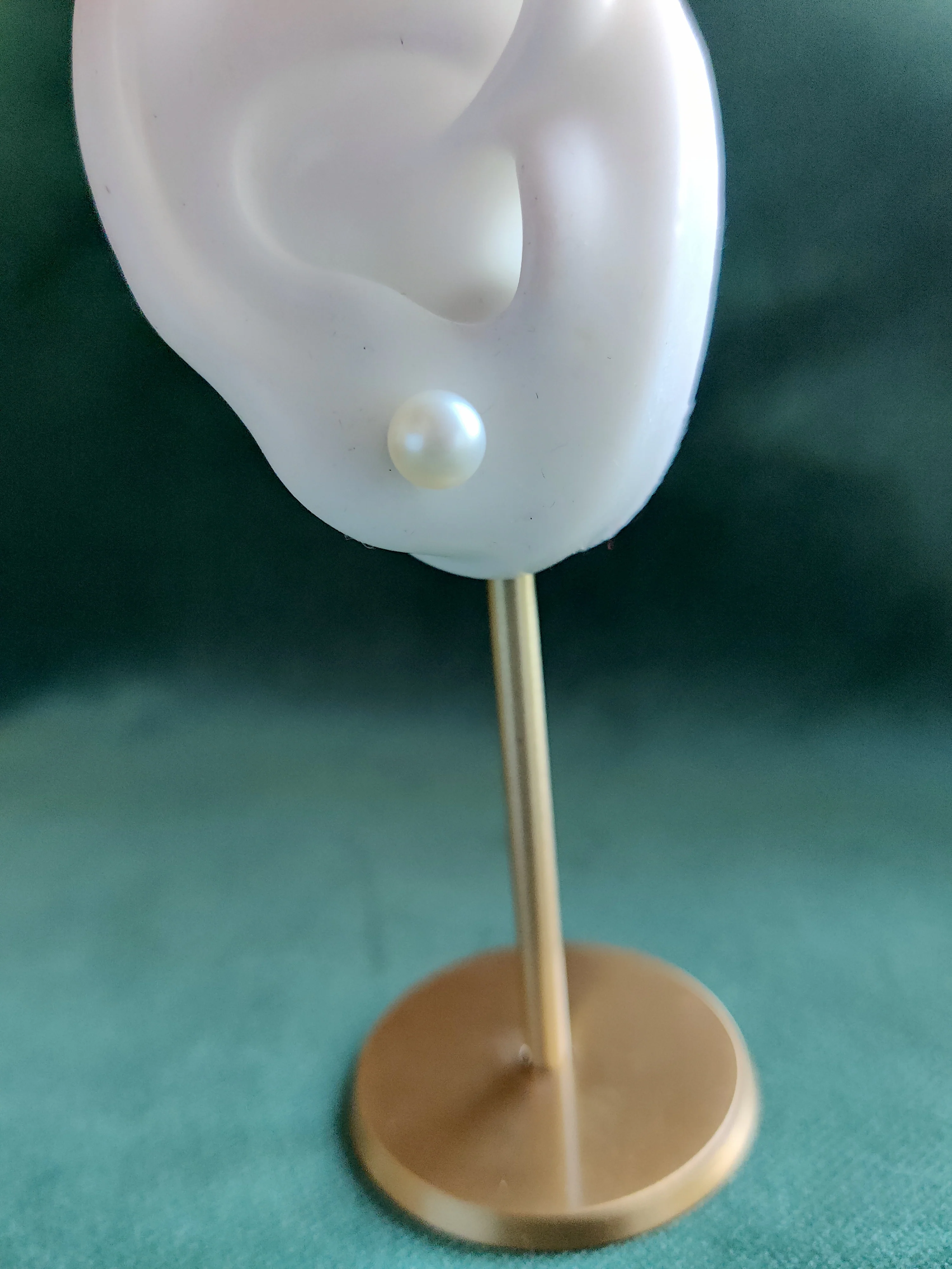 Oorbel in 14k geel goud met zoetwaterparel 6-6,5mm : Ravi 2