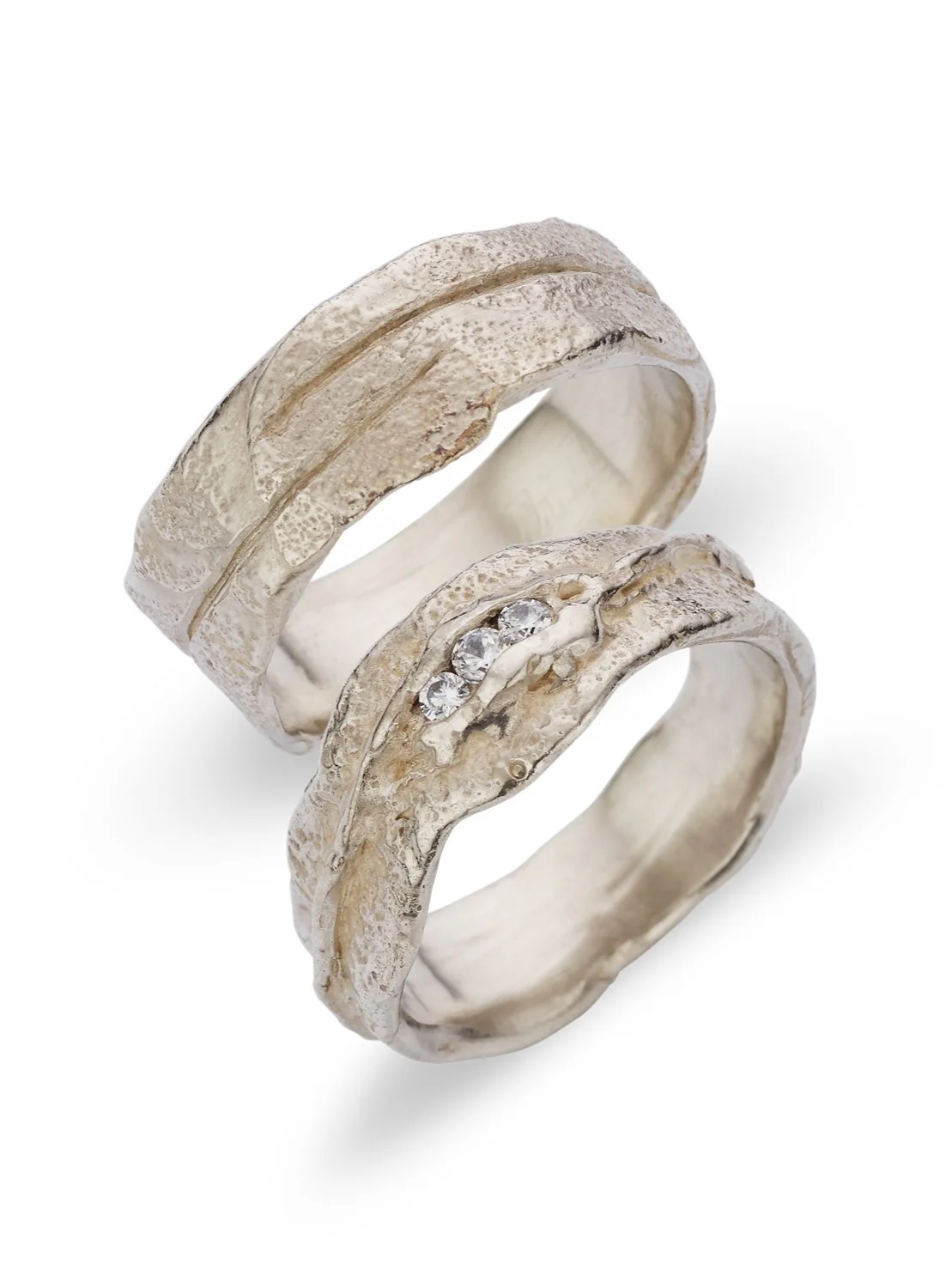 Trouwringen in 18k wit goud en diamant: Simba en Nala