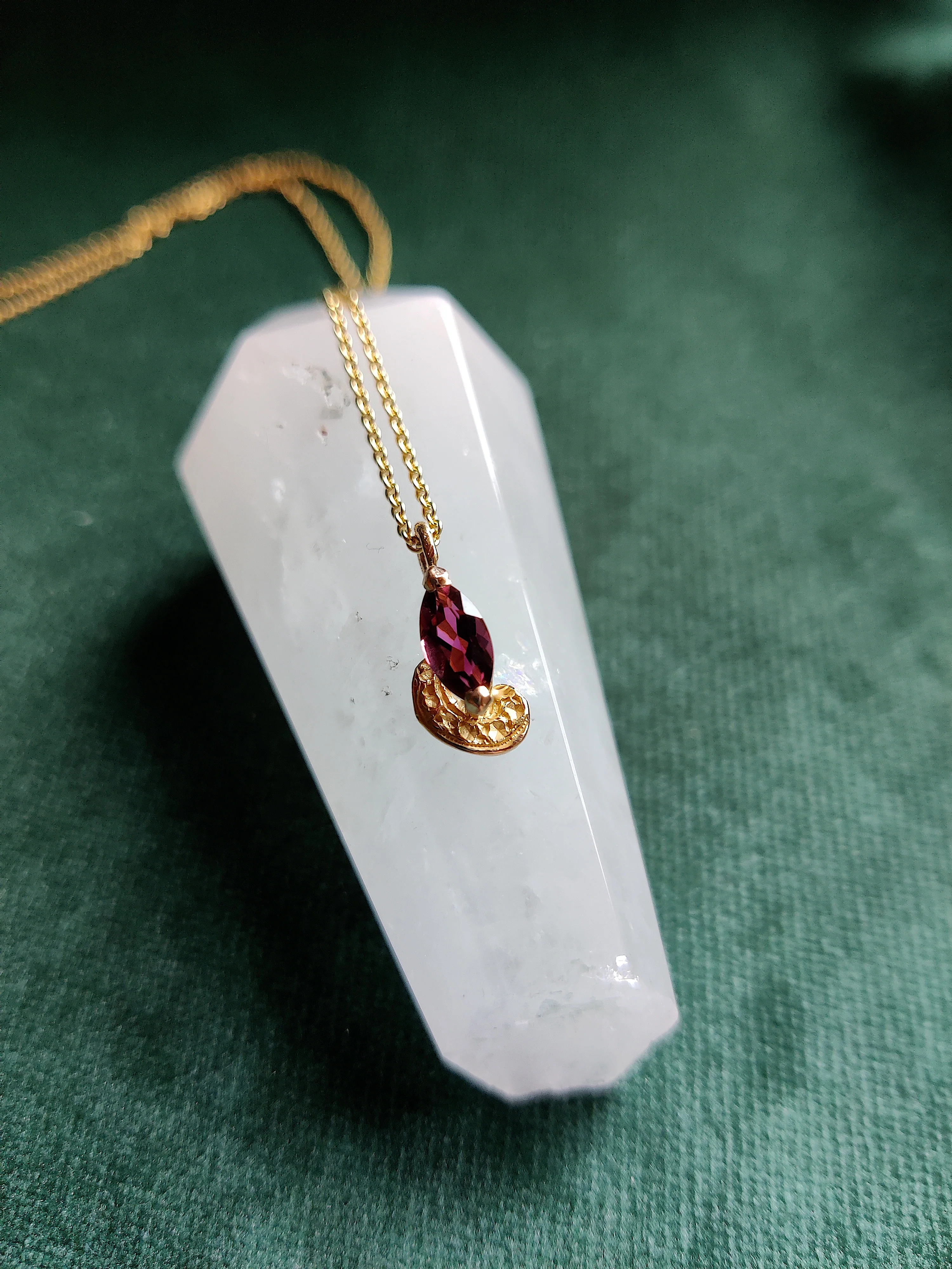 Hanger in 18k rood goud met donkerroze toermalijn - Cédes