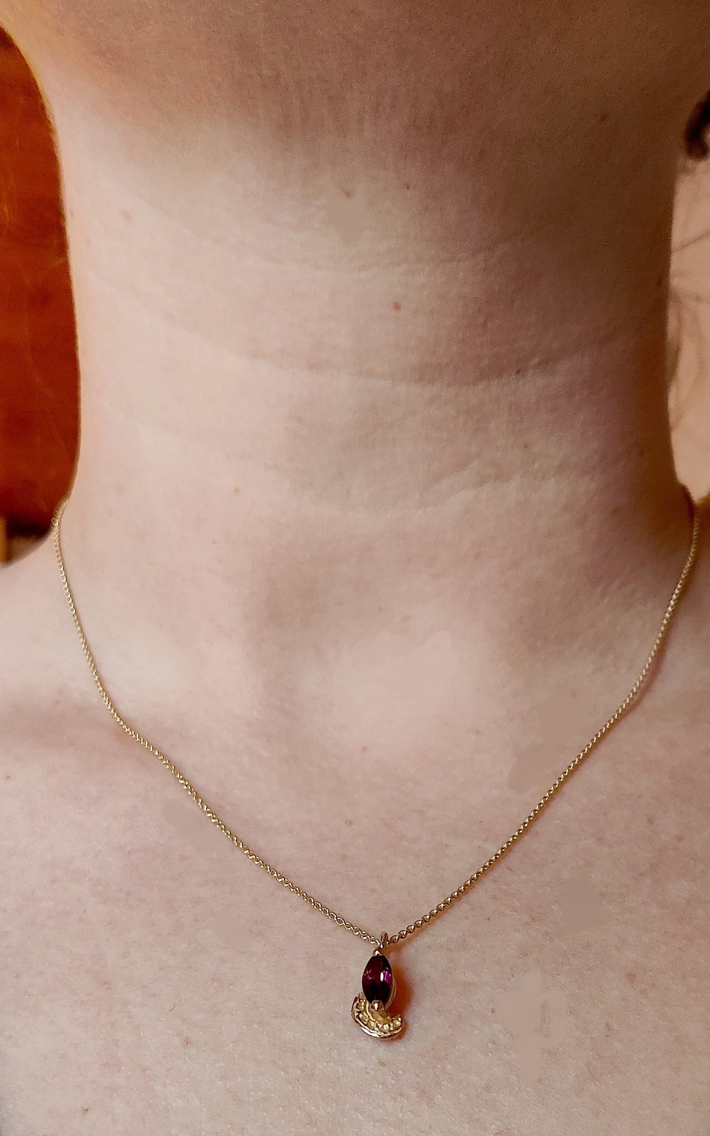 Hanger in 18k rood goud met donkerroze toermalijn - Cédes