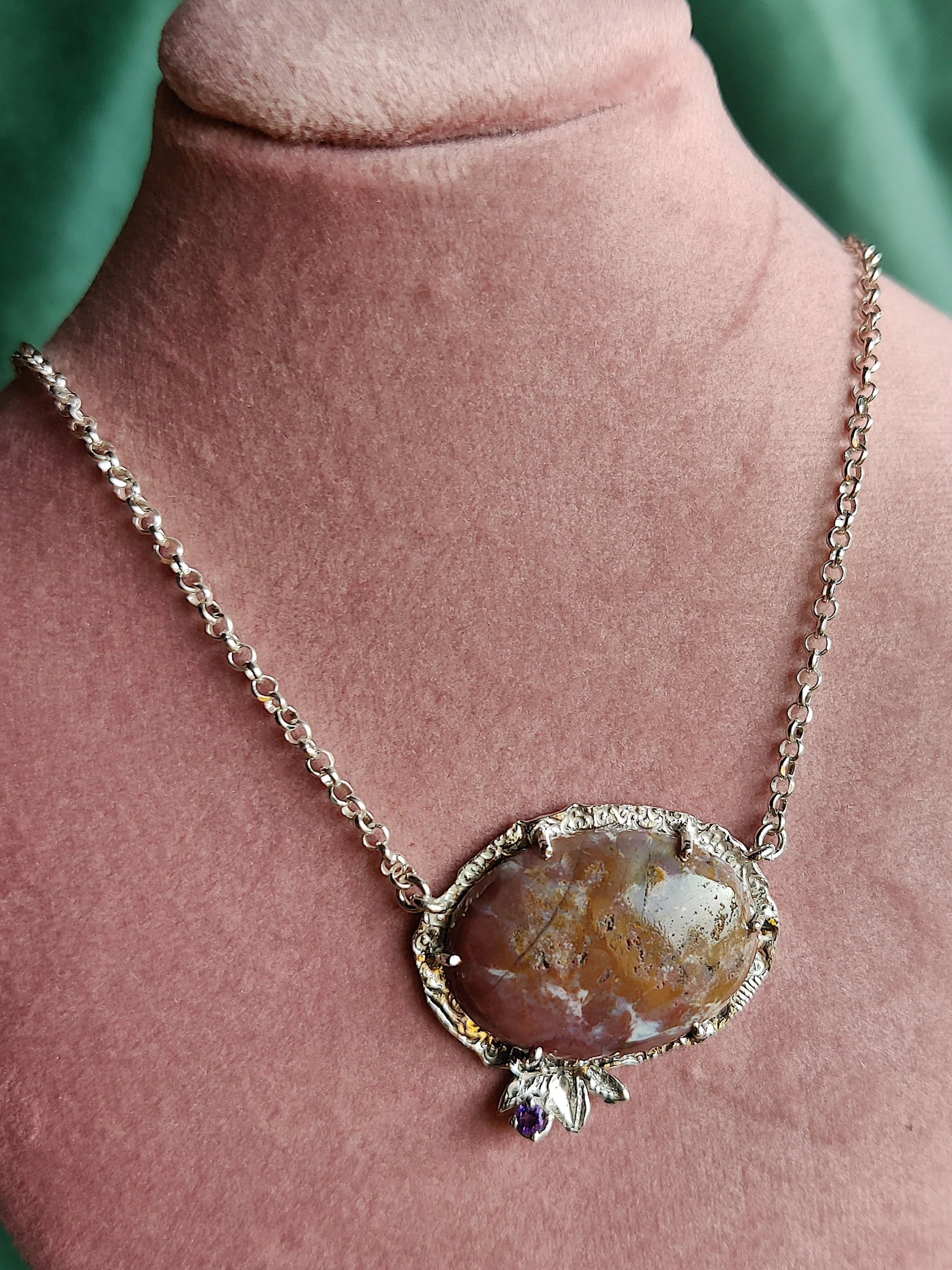 Zilveren halsketting met jaspis en amethist: Dagmar