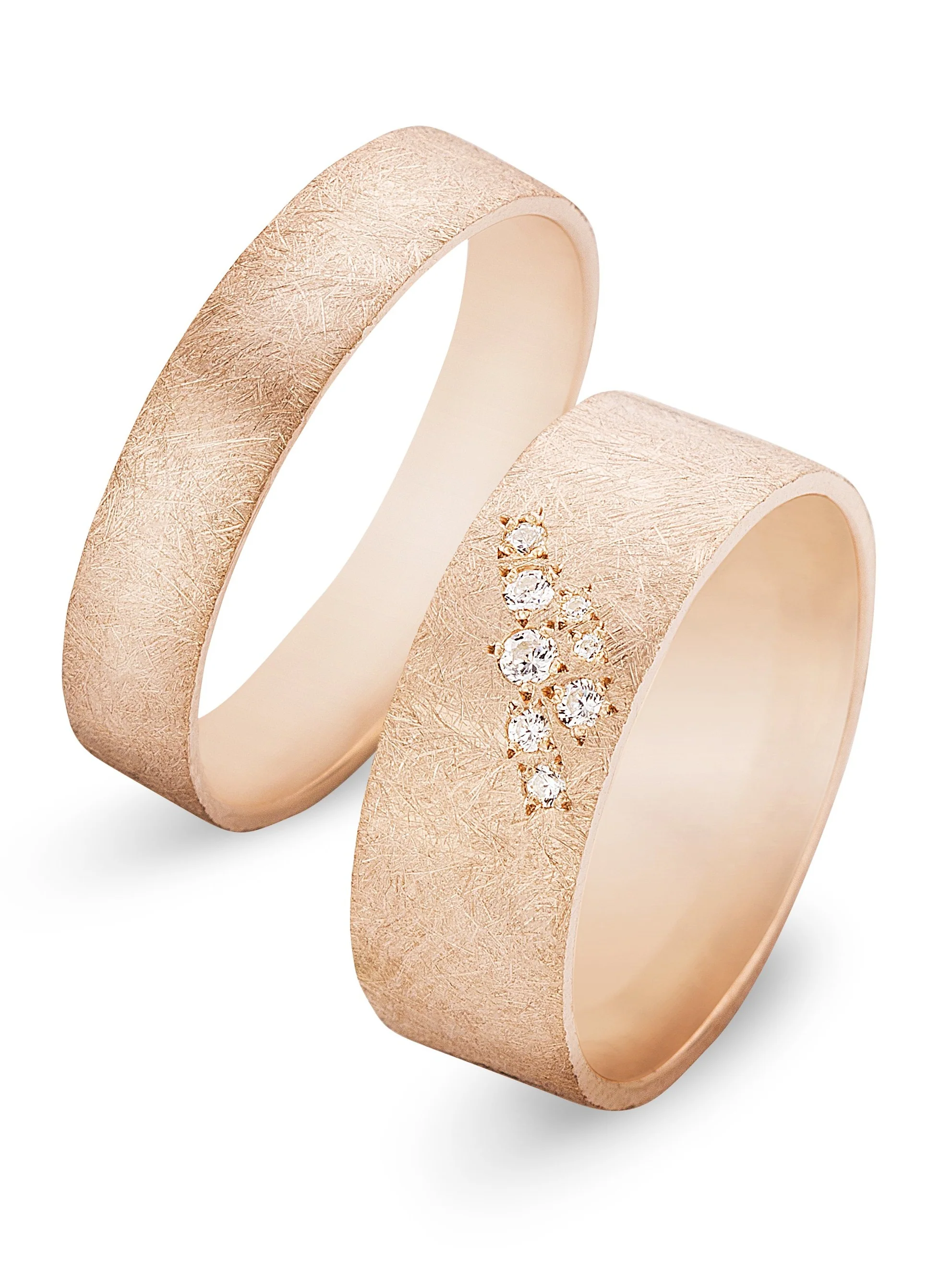 Trouwringen in 18k rosé goud: June en Johnny