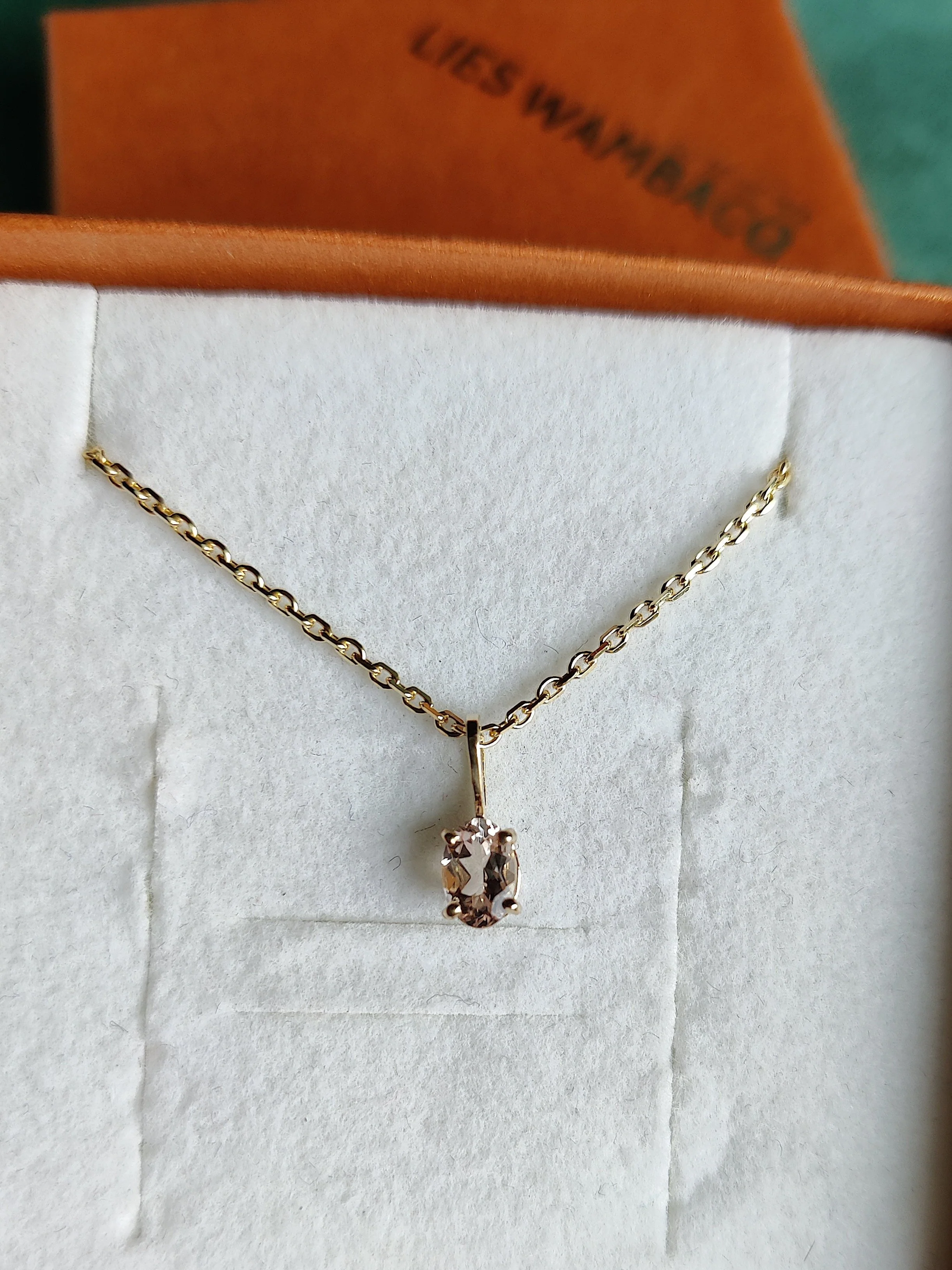 14k gouden hanger met een Morganiet: Morgan