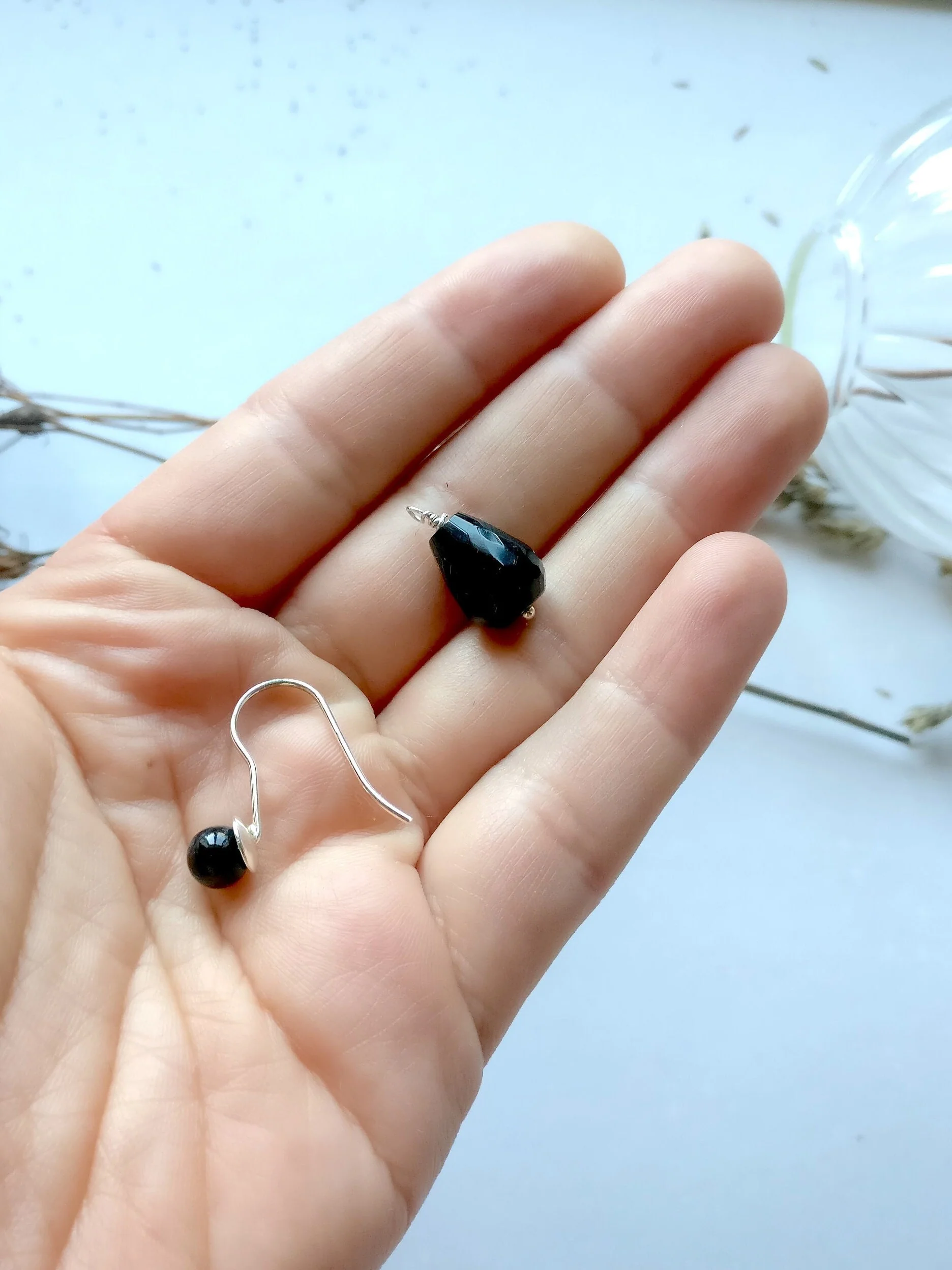 Oorbel in zilver met zwarte onyx: Change zwart