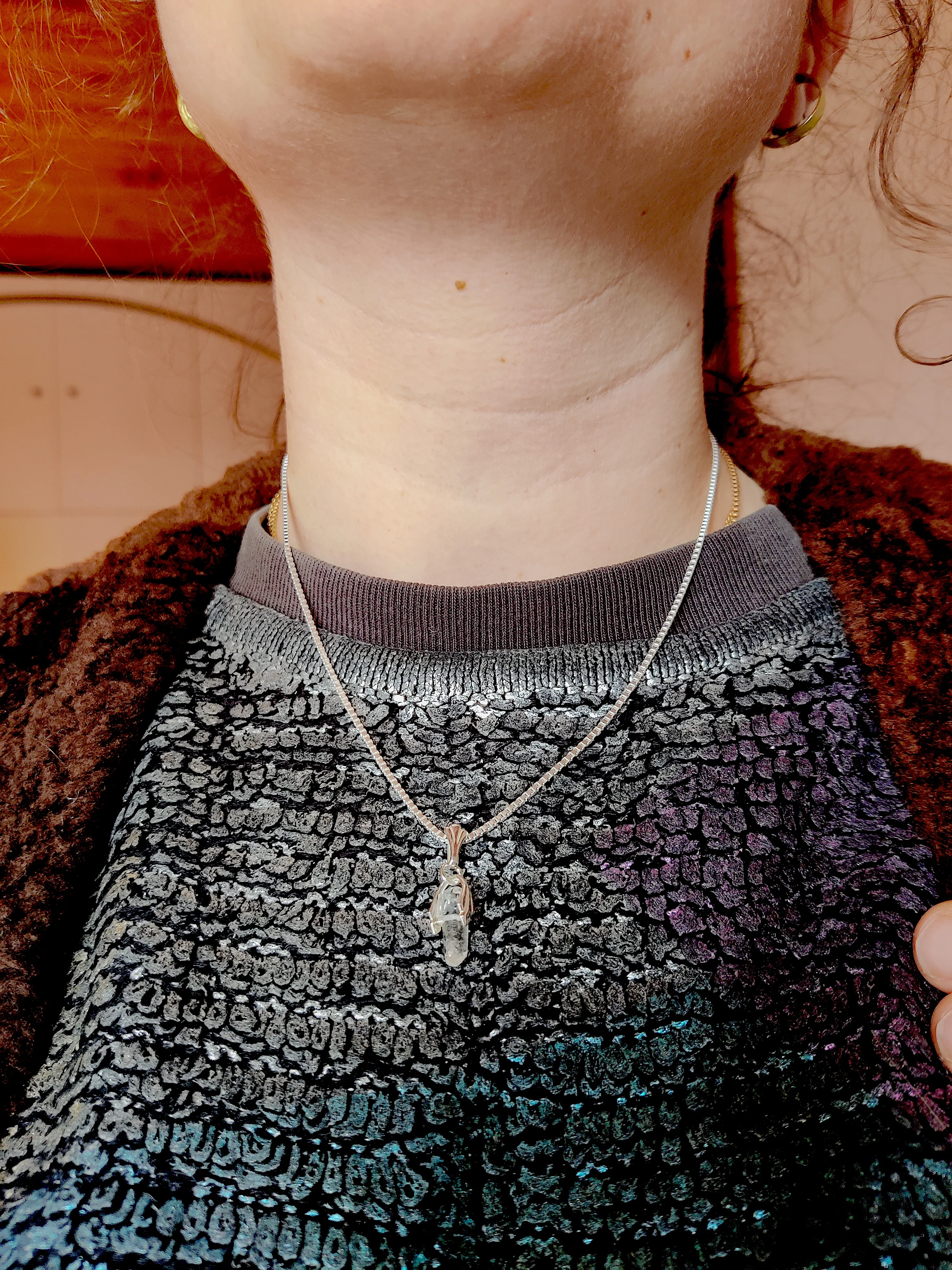 Ketting in zilver met bergkristal- Rocky