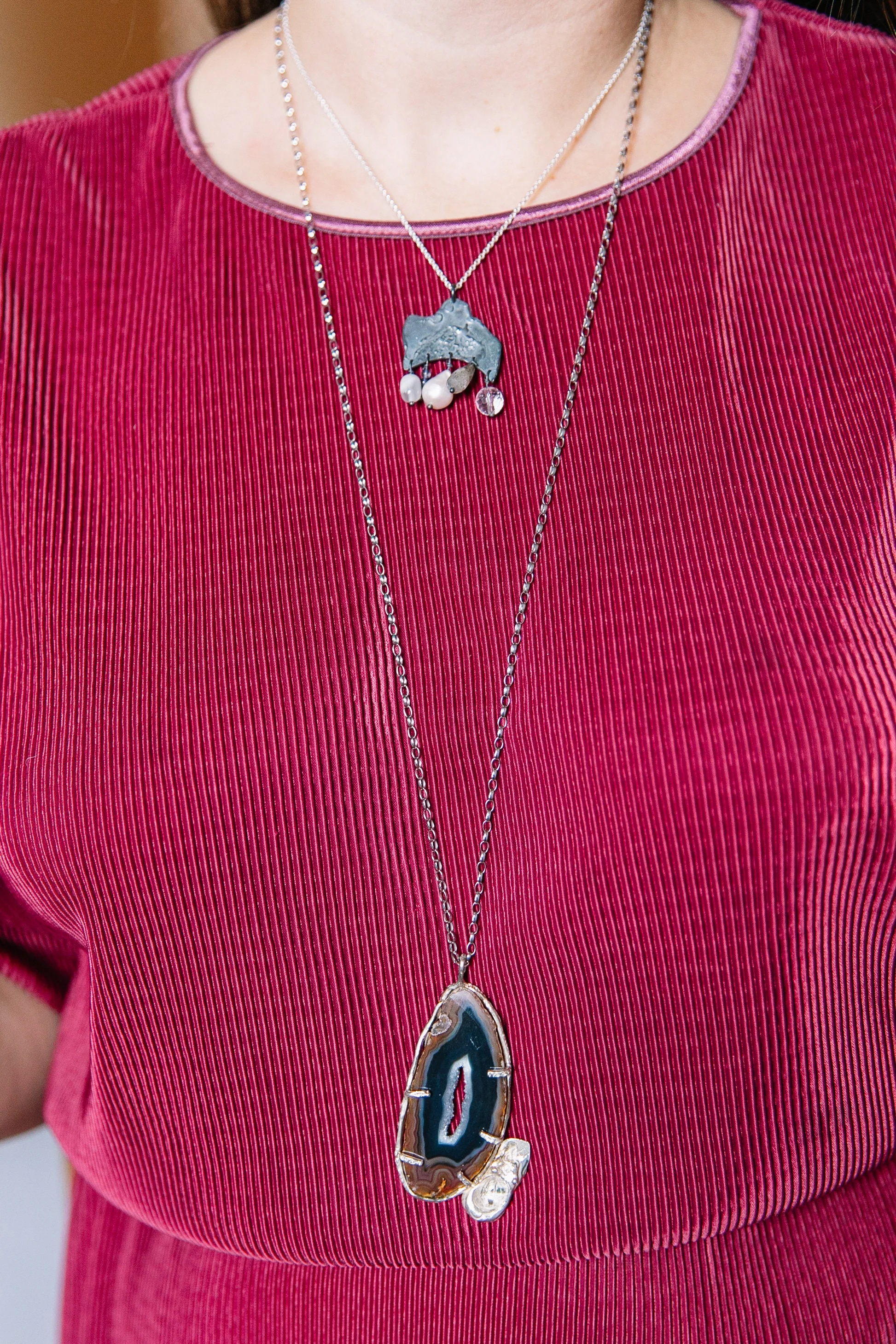 Ketting in zilver: Grote agaat