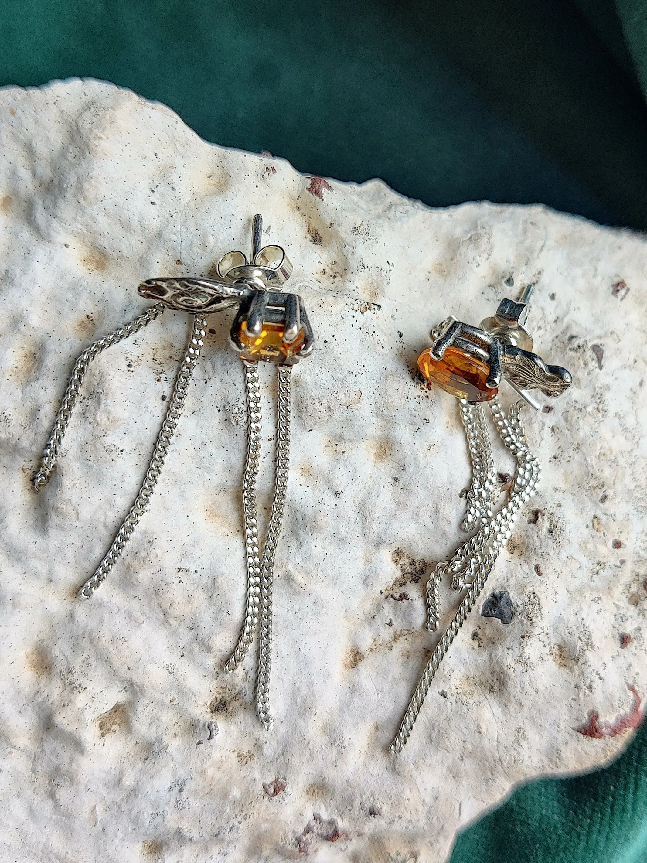 Oorbellen zilver met citrine: Cindy