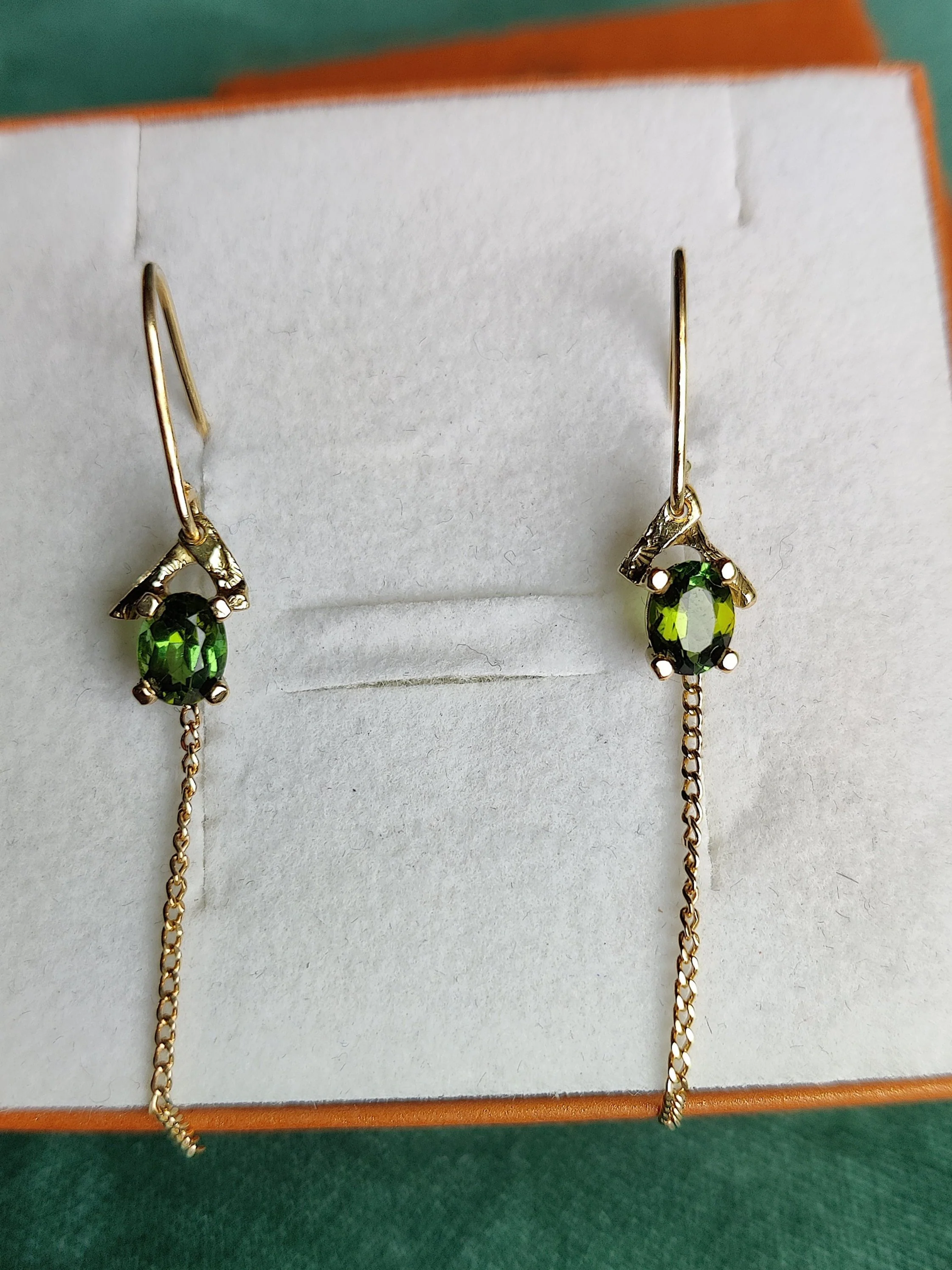 18K gouden oorhangers met toermalijn: Klara