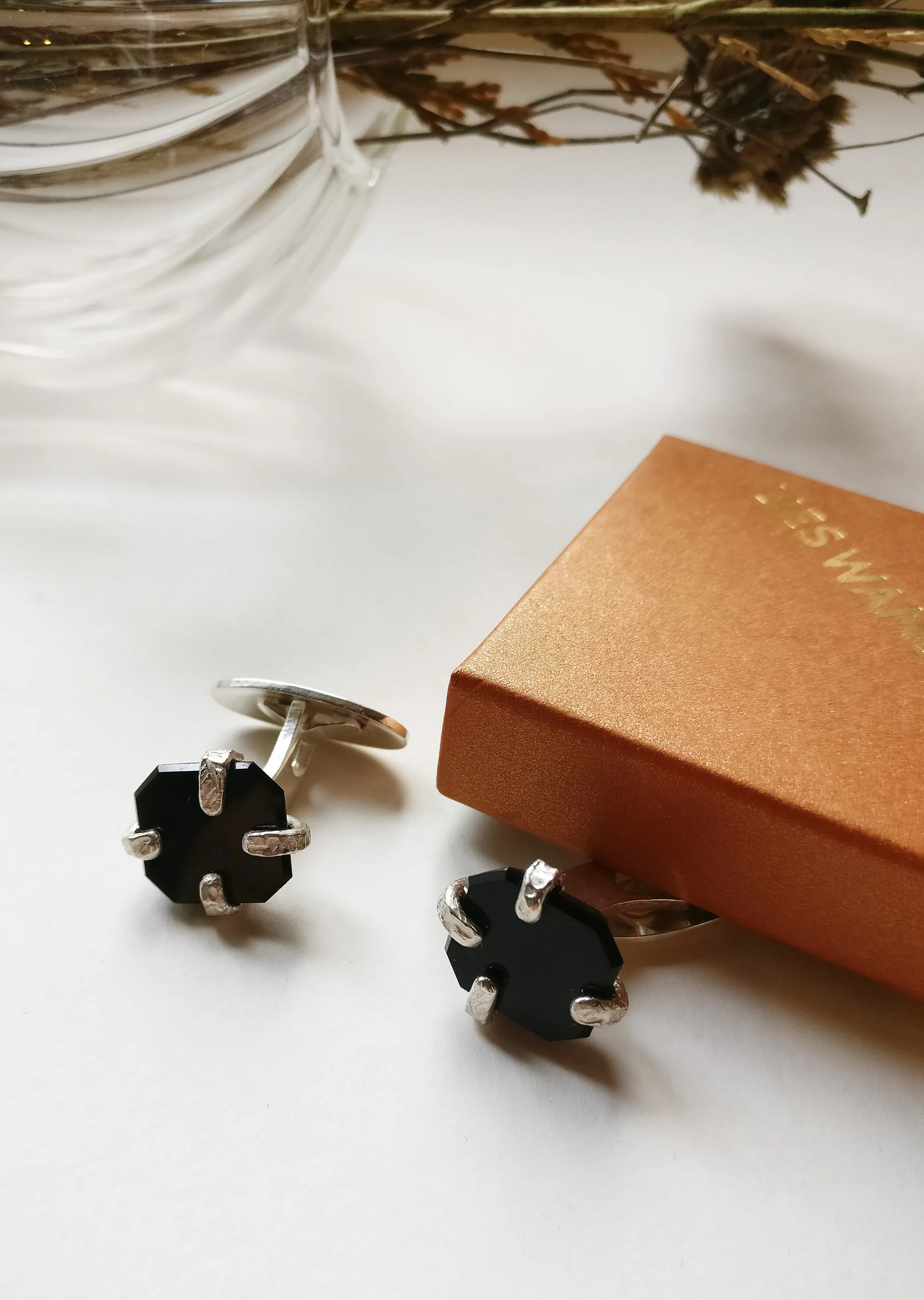 Manchetknop in zilver met zwarte onyx