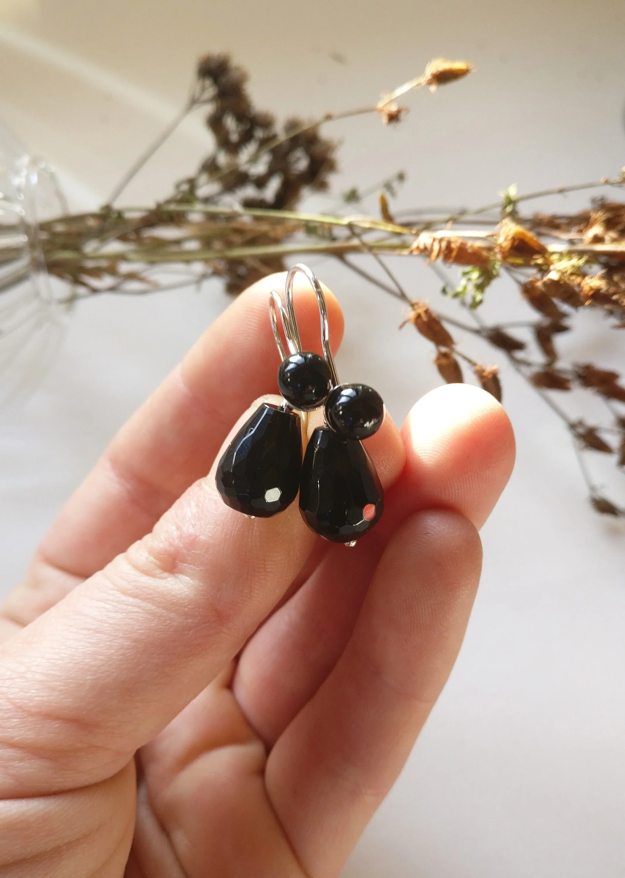 Oorbel in zilver met zwarte onyx: Change zwart