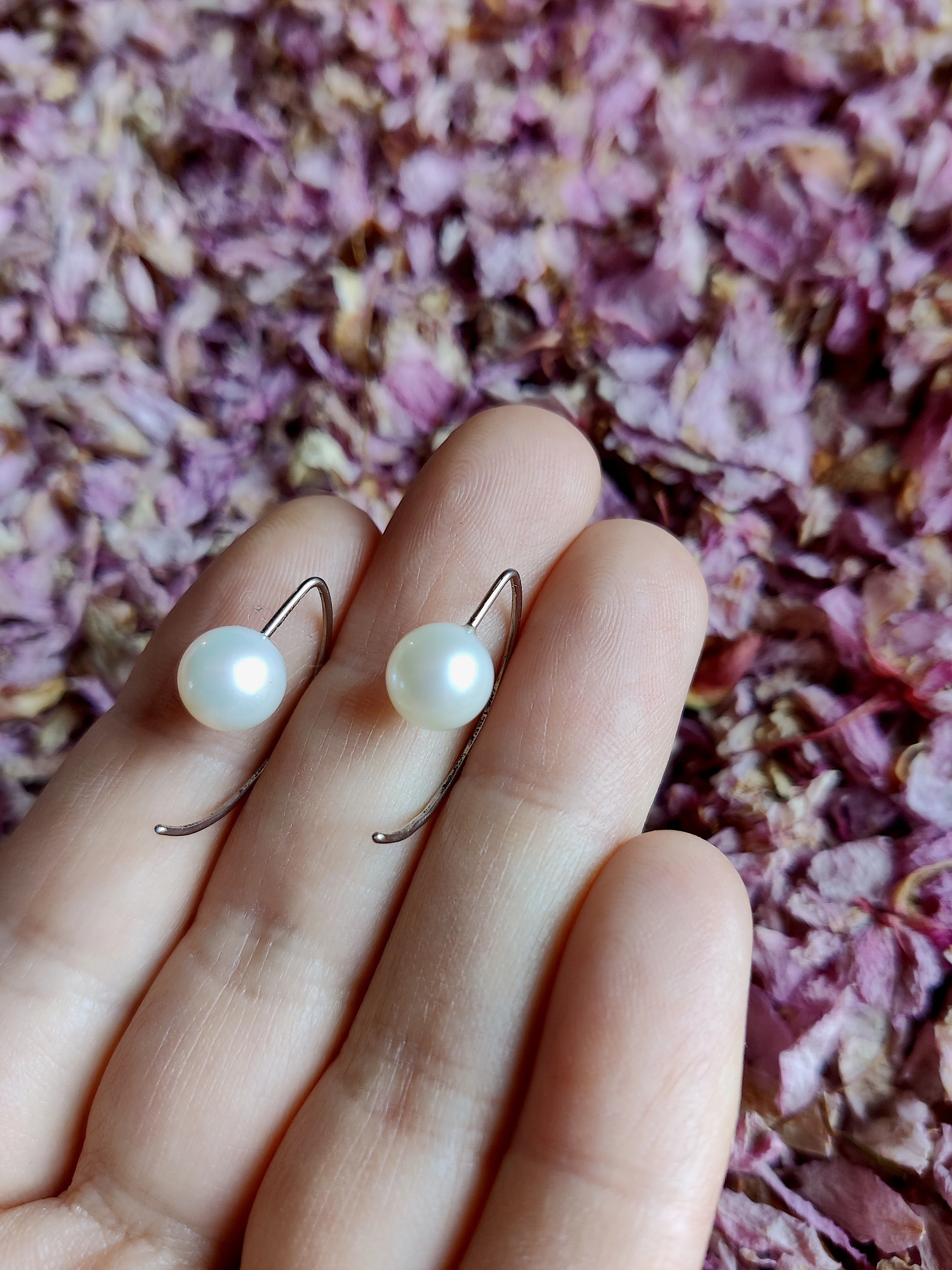 Oorbel in 18K wit goud met parel: Ellips