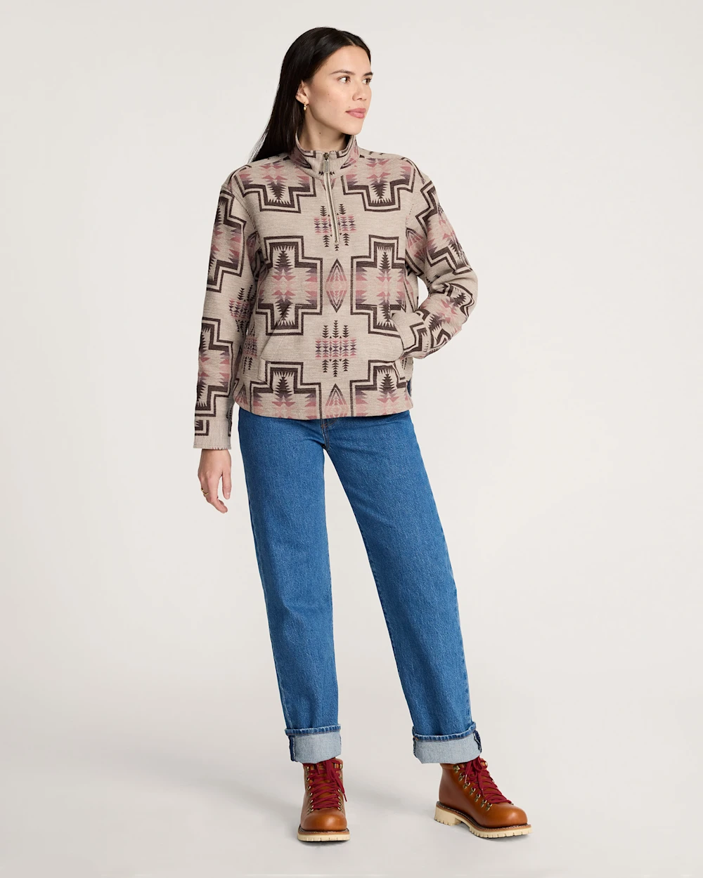 WOMEN'S HARDING COTTON CHAMOIS HALF-ZIP PULLOVER