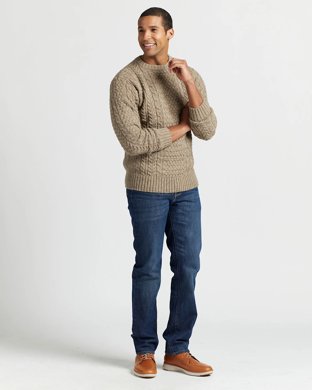 MEN'S SHETLAND COLLECTION FISHERMAN SWEATER