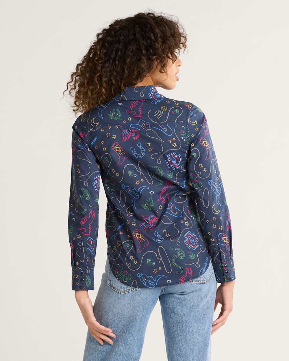 WOMEN'S WESTERN PRINT GAMBLER SHIRT