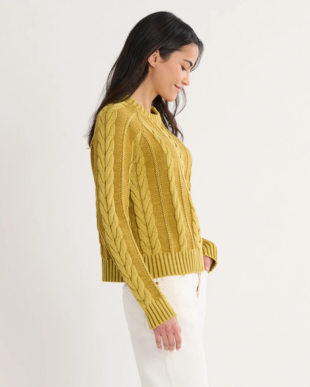 WOMEN'S COTTON CABLE SWEATER