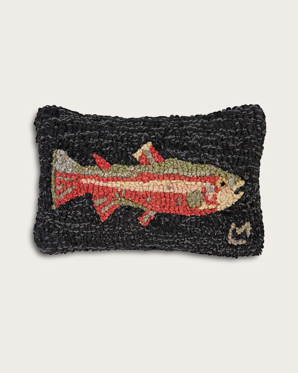 TROUT HOOKED SMALL LUMBAR PILLOW