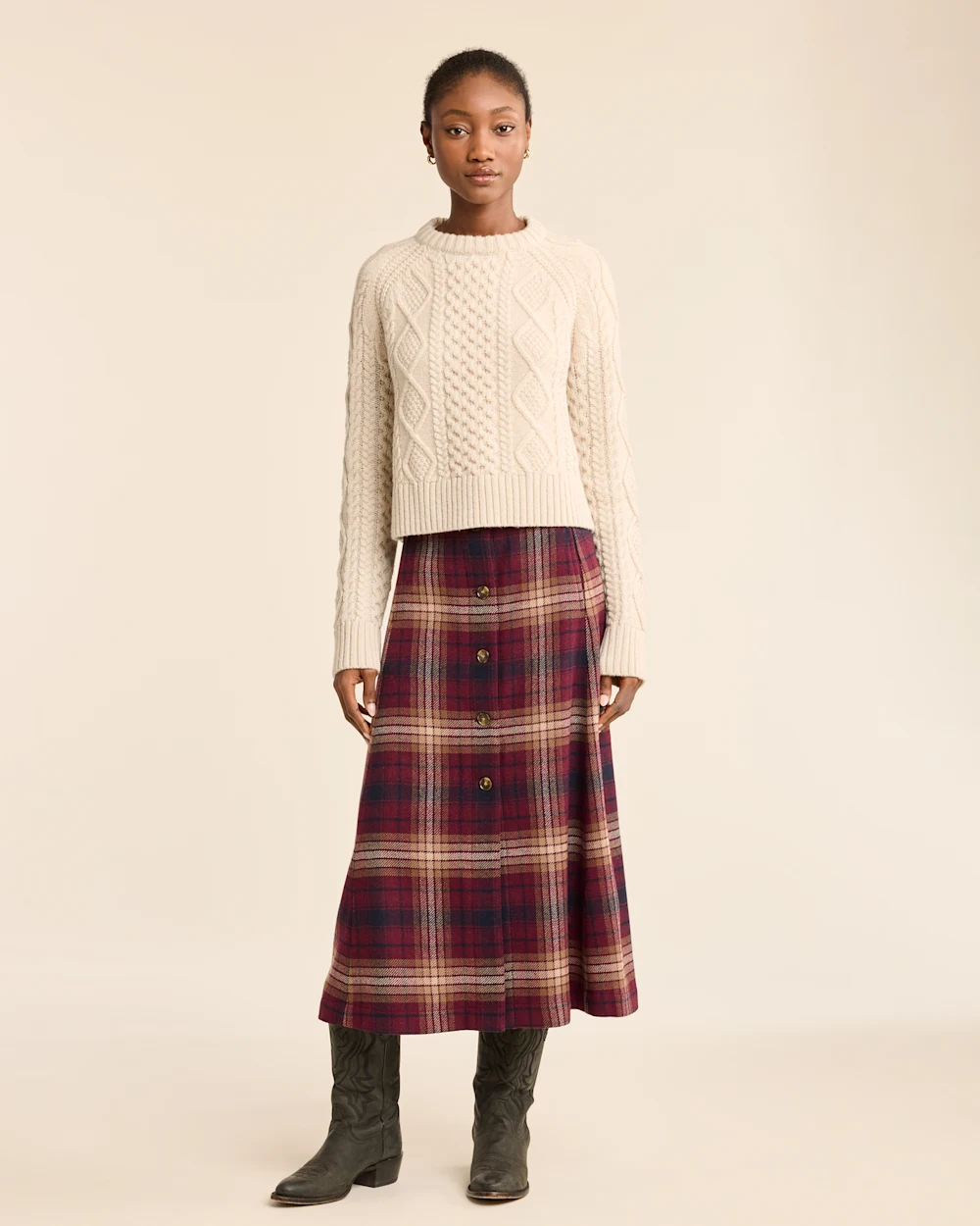 WOMEN'S PLAID WOOL SKIRT