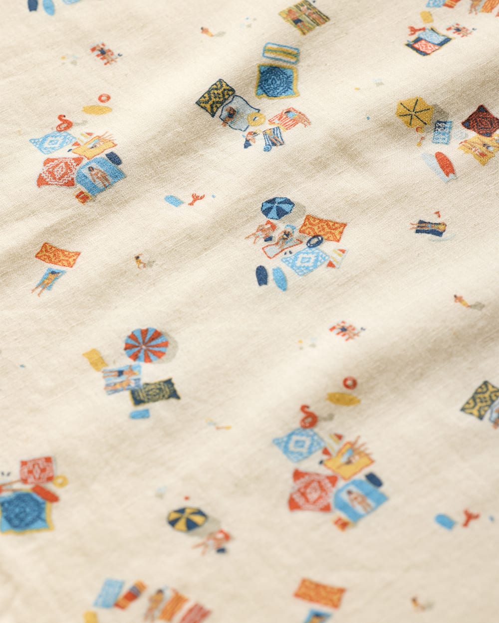 WOMEN'S BEACH PRINT COASTAL LINEN SHIRT