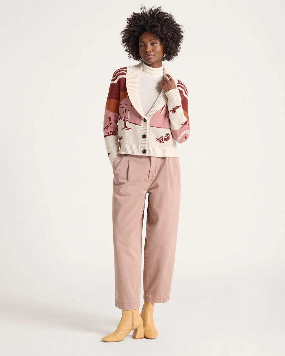 WOMEN'S WESTERN SCENIC COTTON CARDIGAN
