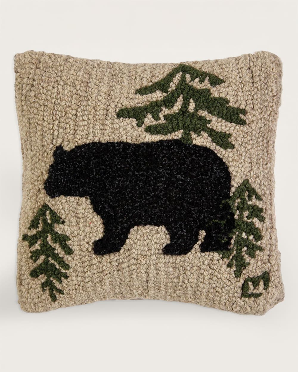 WANDERING BEAR HOOKED SQUARE PILLOW