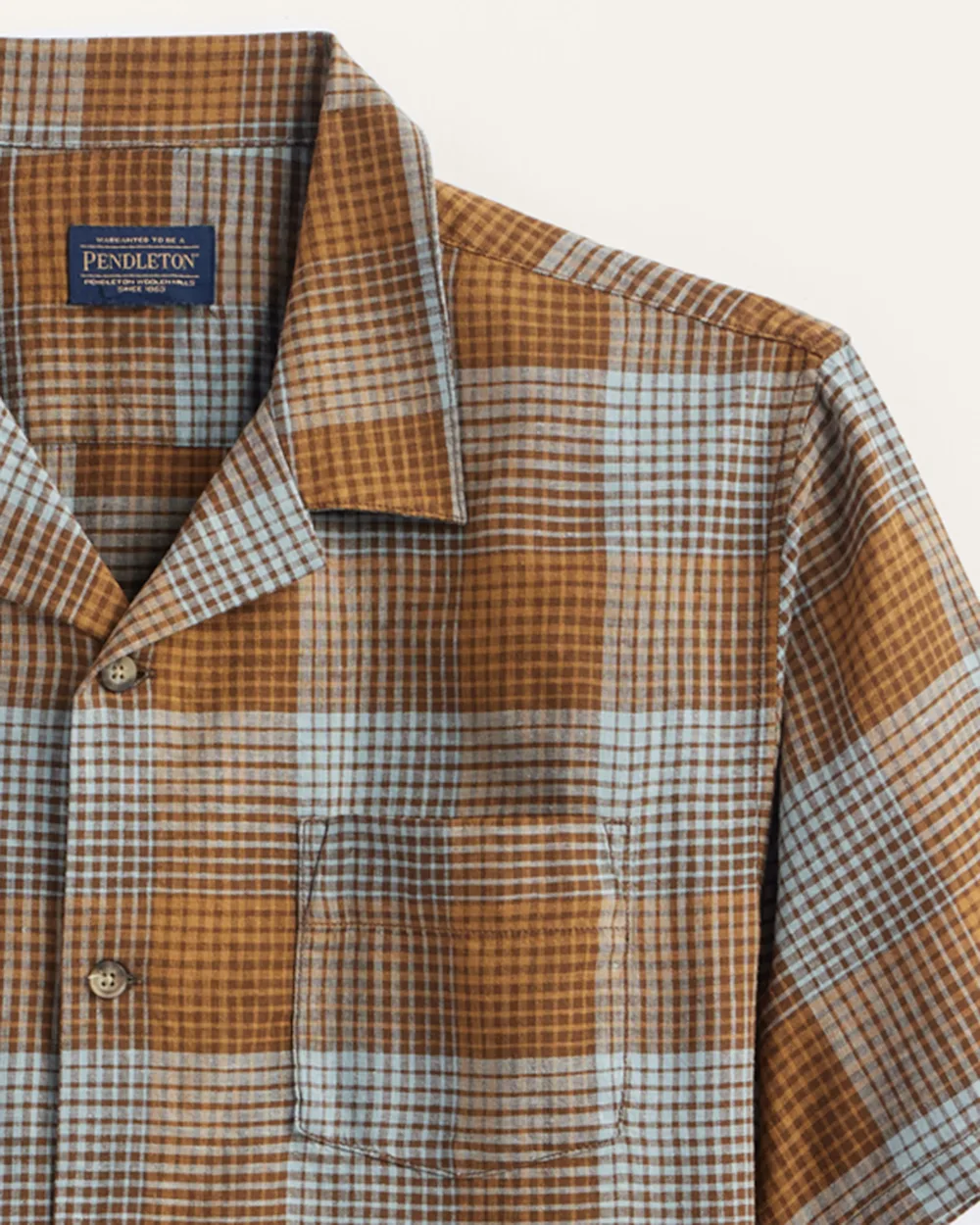 MEN'S PLAID LINEN CAMP SHIRT