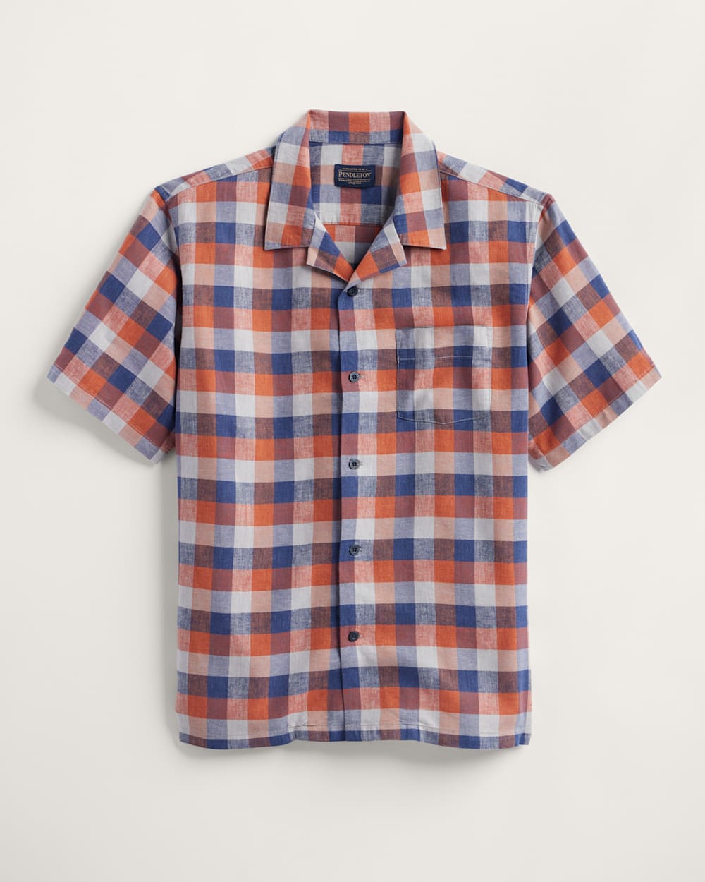 MEN'S PLAID LINEN CAMP SHIRT