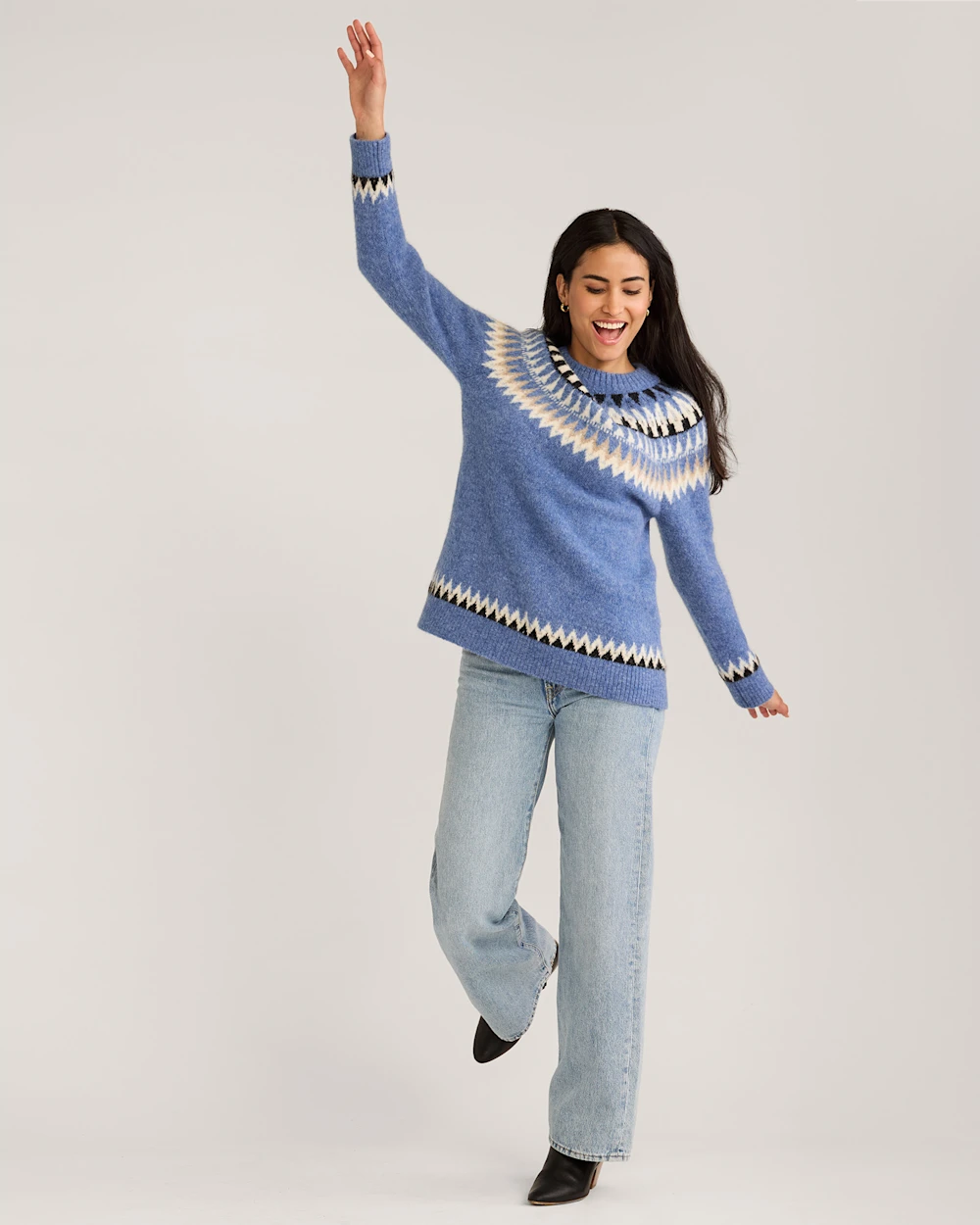 WOMEN'S OVERSIZED ALPACA FAIR ISLE SWEATER