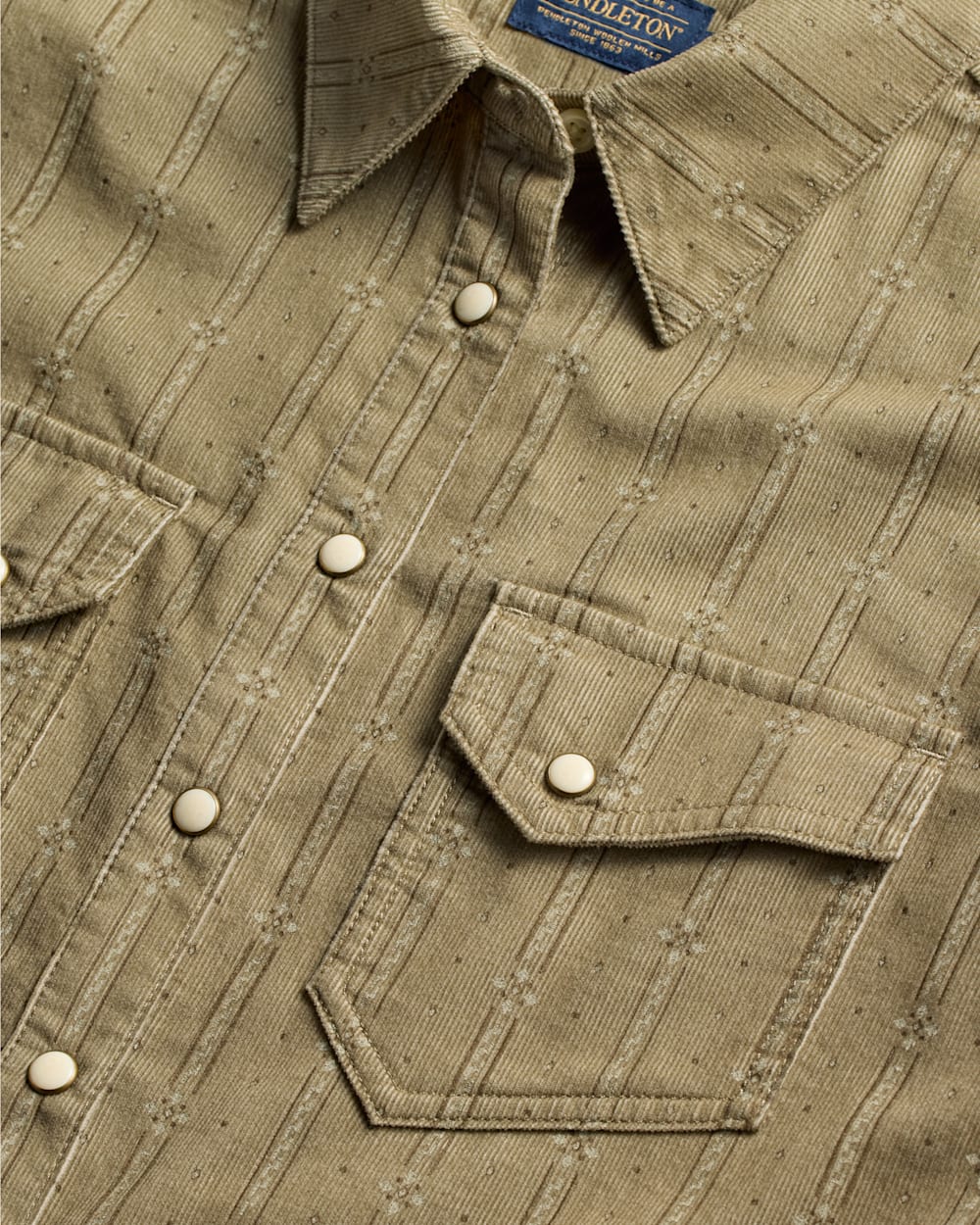 WOMEN'S PRINTED CORDUROY GAMBLER SHIRT