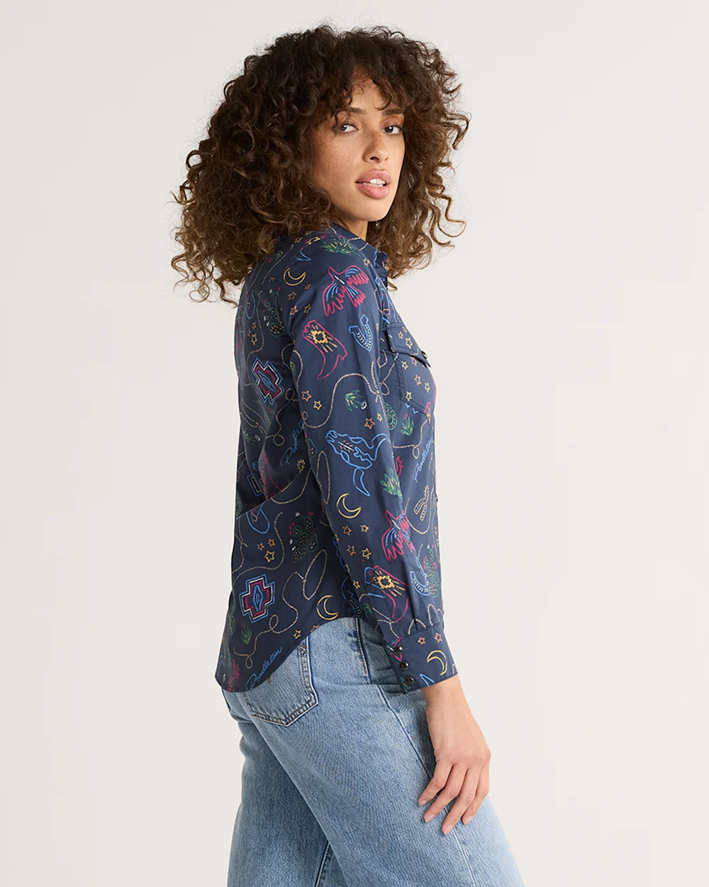 WOMEN'S WESTERN PRINT GAMBLER SHIRT