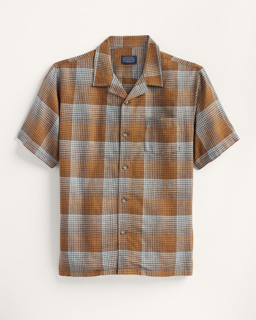 MEN'S PLAID LINEN CAMP SHIRT