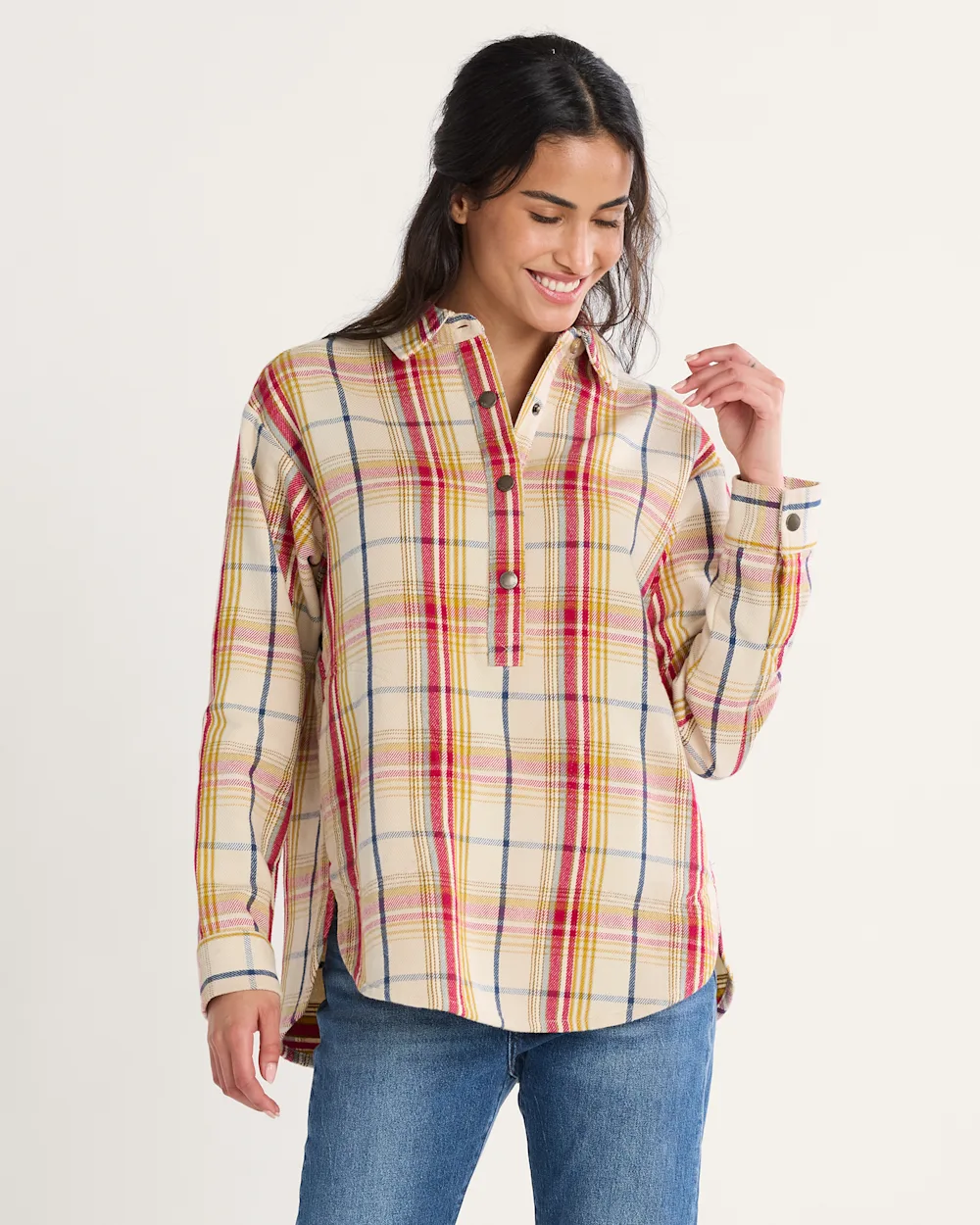 WOMEN'S ARCADIA FLANNEL PLAID POPOVER SHIRT