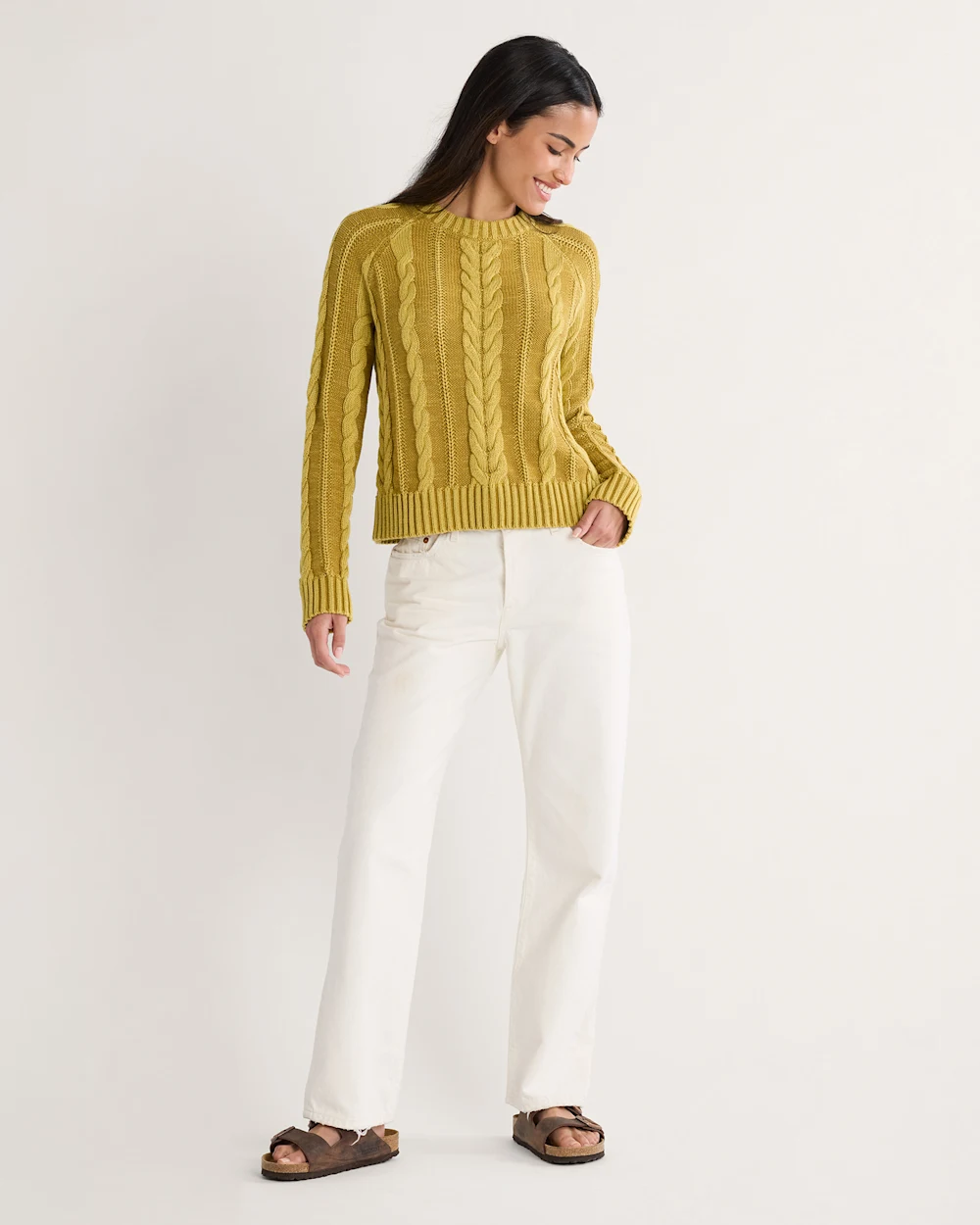 WOMEN'S COTTON CABLE SWEATER