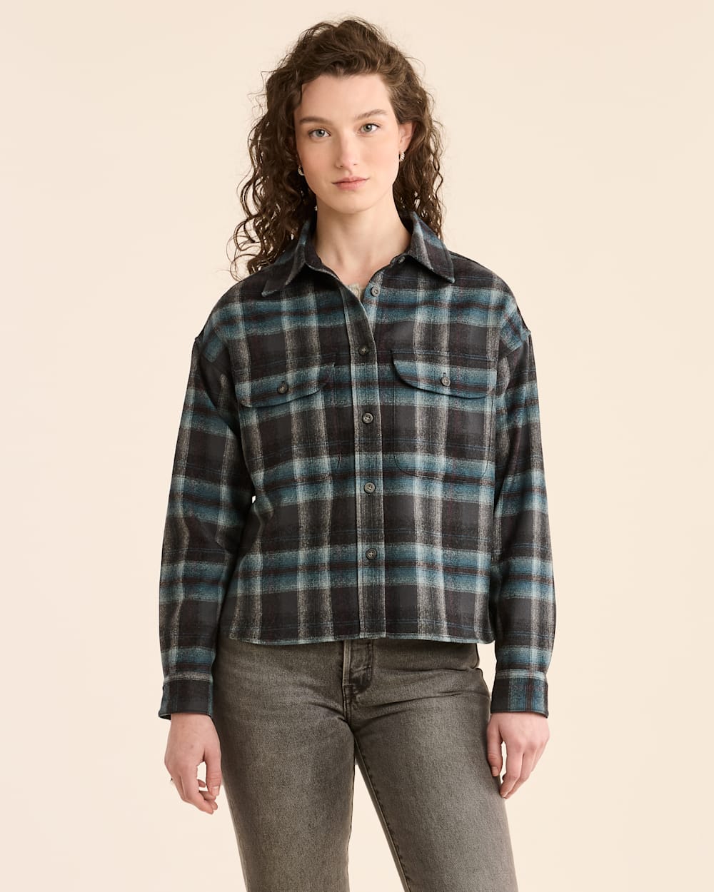 WOMEN'S PLAID CROPPED SHIRT