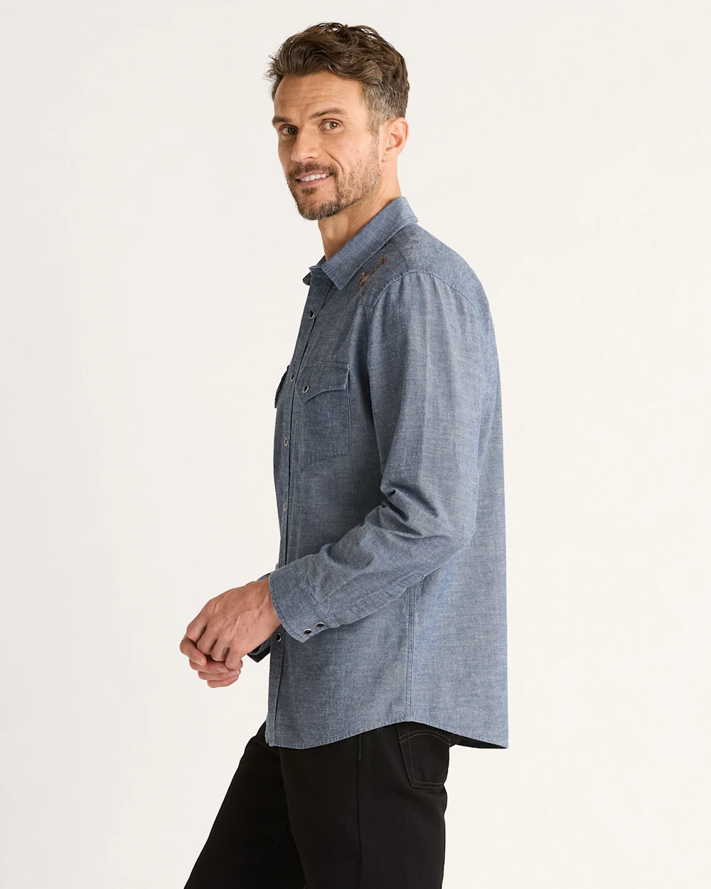 MEN'S RODEO EMBROIDERED CHAMBRAY GAMBLER SHIRT