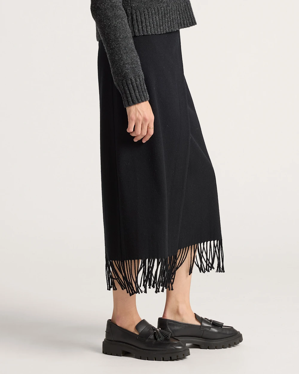 WOMEN'S WOOL FRINGED WRAP SKIRT