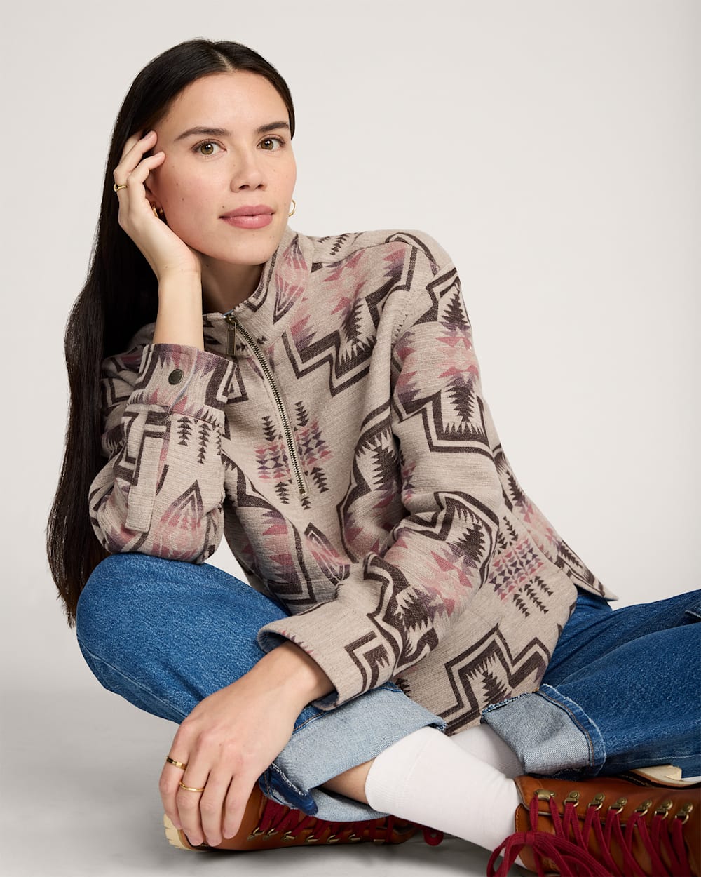 WOMEN'S HARDING COTTON CHAMOIS HALF-ZIP PULLOVER