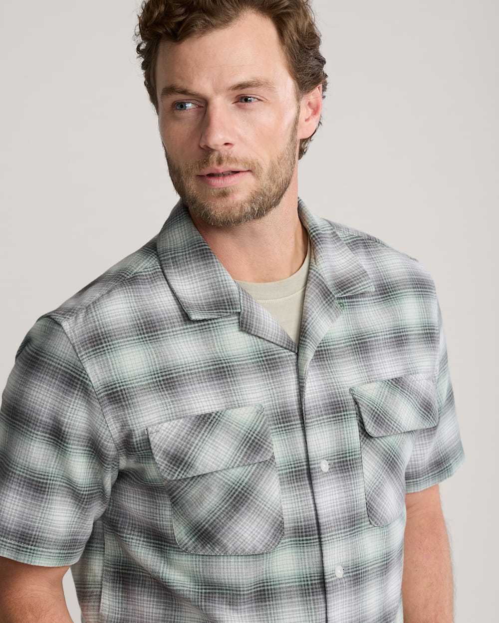 MEN'S SHORT-SLEEVE PLAID COTTON BOARD SHIRT