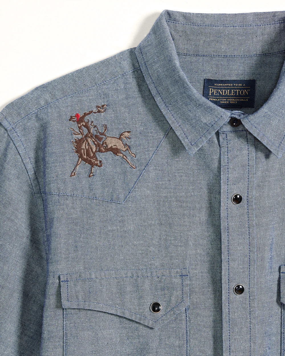 MEN'S RODEO EMBROIDERED CHAMBRAY GAMBLER SHIRT