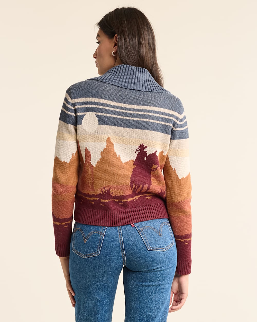 WOMEN'S WESTERN SCENIC COTTON CARDIGAN